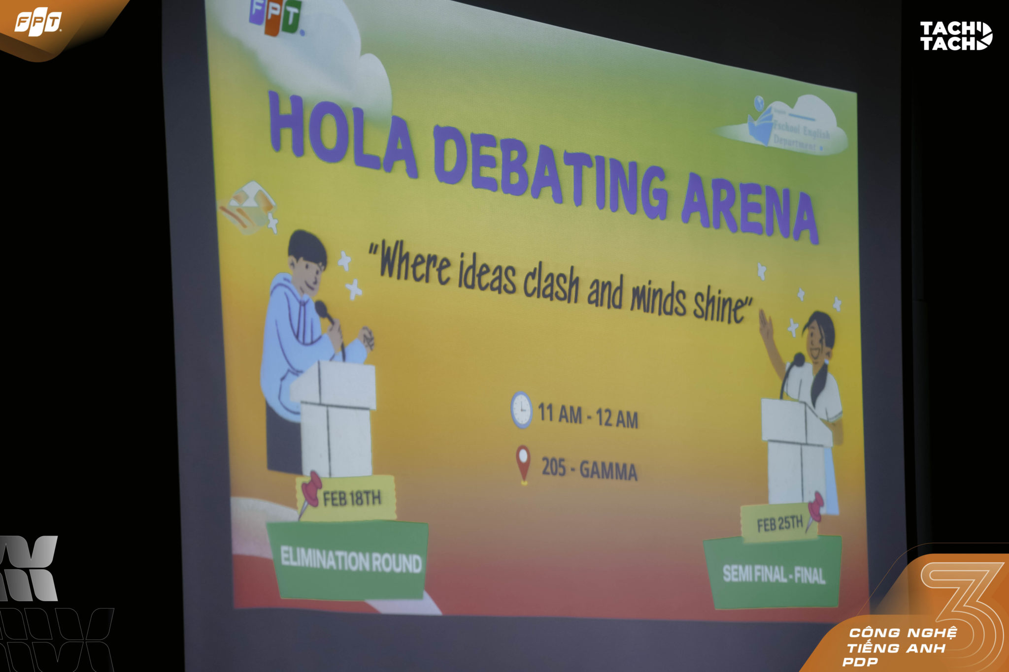 Cuộc thi tranh biện tại FPT school bằng Tiếng Anh diễn ra tại Hoà Lạc