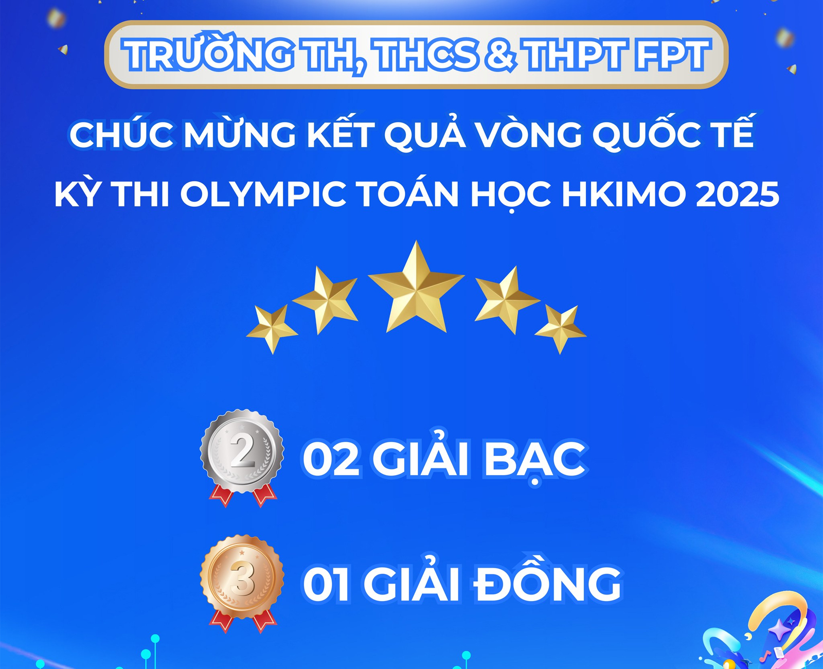Học sinh FPT School Bắc Giang đạt thành tích ấn tượng tại Olympic Toán học Quốc tế HKIMO