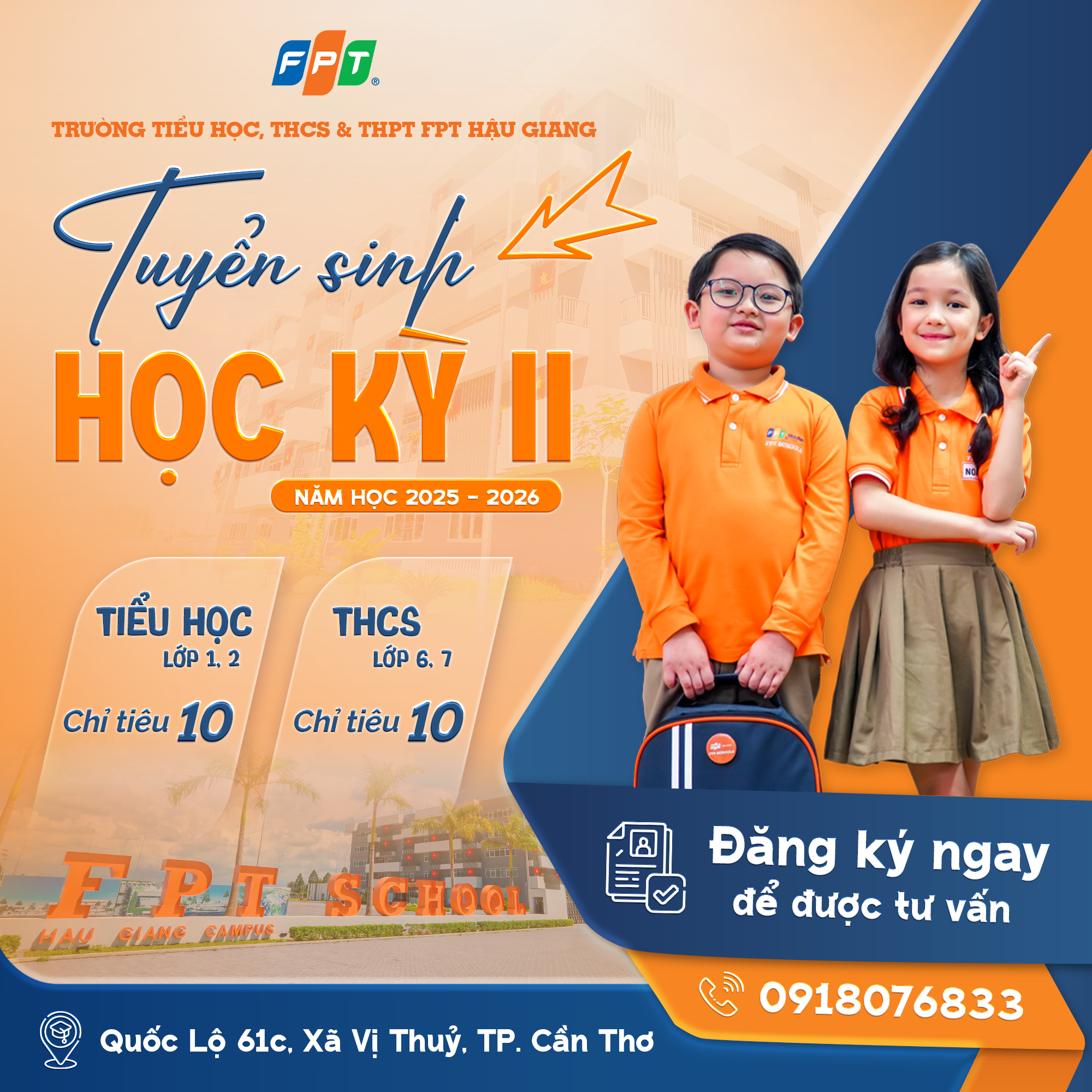 Tuyển sinh học kỳ 2 FPT Hậu Giang – Nhận hồ sơ chuyển trường 2025–2026 | FPT Schools