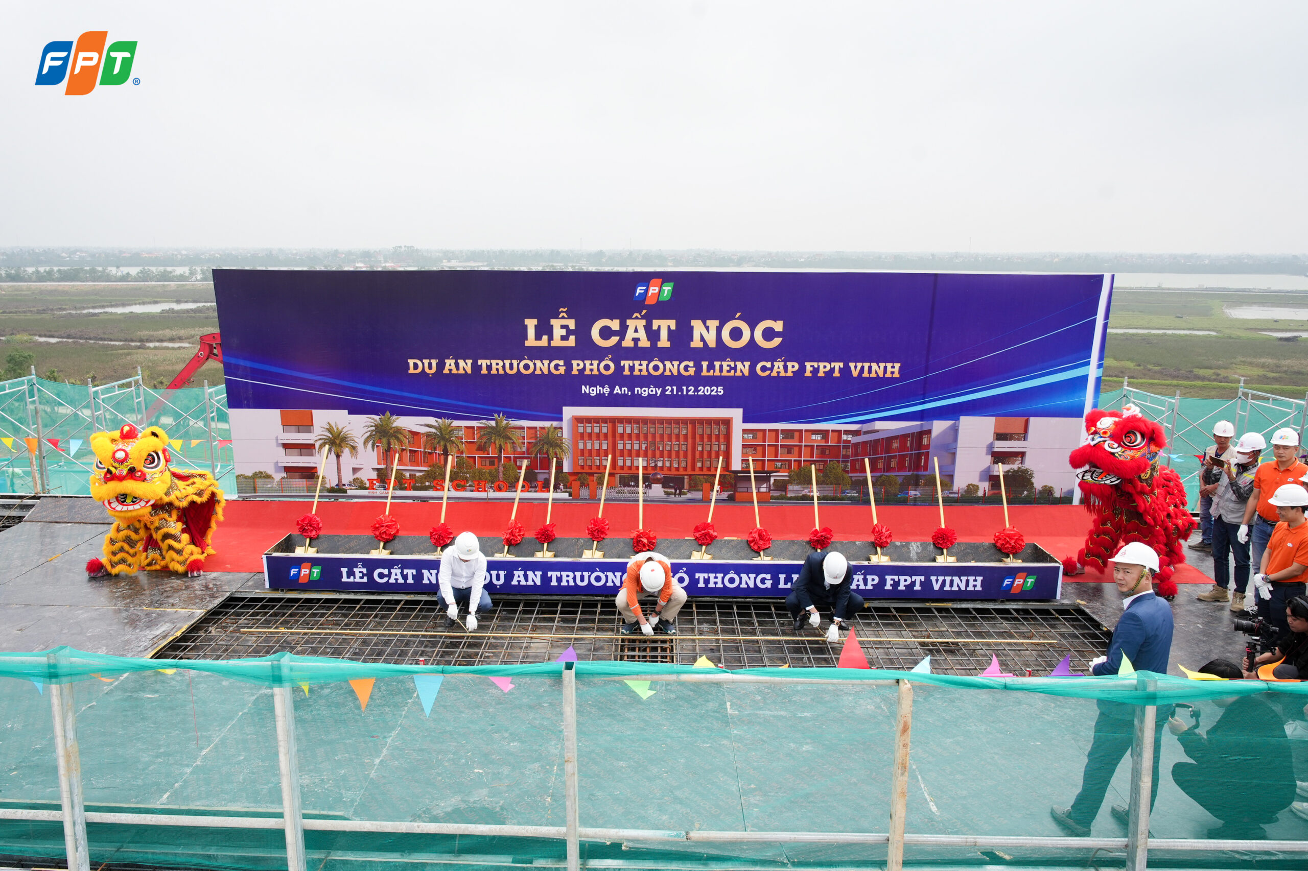 Lễ cất nóc dự án Trường Phổ thông Liên cấp FPT Vinh | FPT Schools