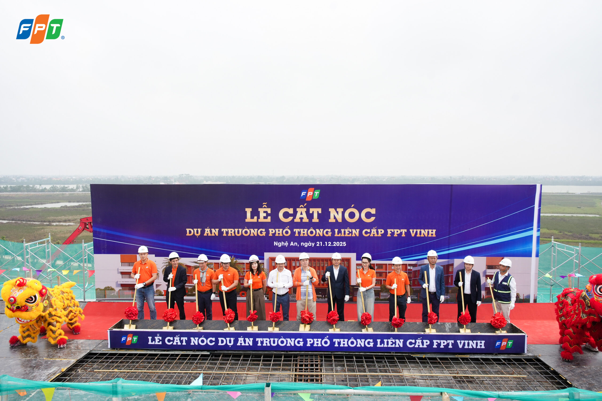 Lễ cất nóc dự án Trường Phổ thông Liên cấp FPT Vinh | FPT Schools