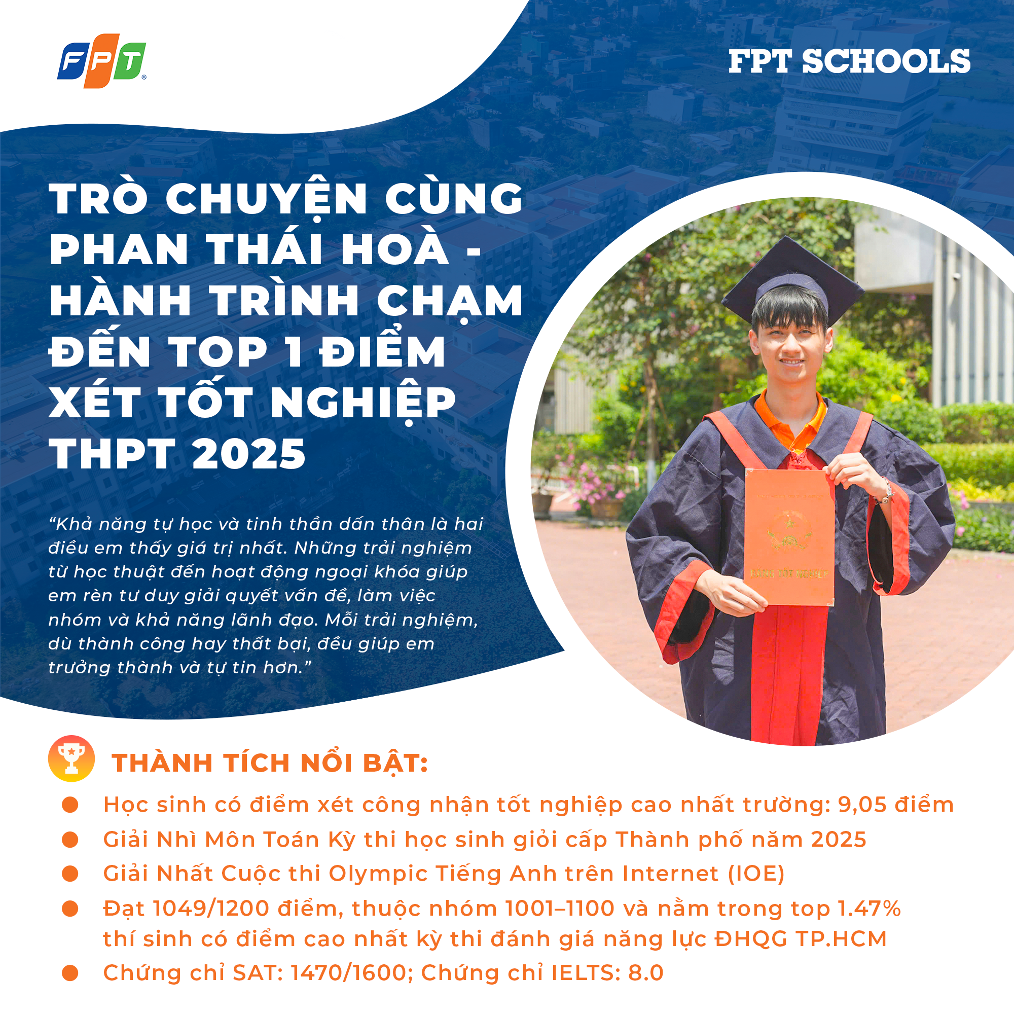 CÙNG TRÒ CHUYỆN VỚI PHAN THÁI HOÀ – HỌC BÁ FSCHOOL VÀ HÀNH TRÌNH TRỞ THÀNH TOP 1 ĐIỂM XÉT TỐT NGHIỆP | FPT Schools
