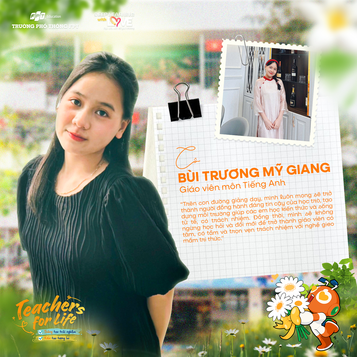 [ ] CÔ BÙI TRƯƠNG MỸ GIANG - BÔNG HOA TỎA SẮC HƯƠNG DỊU DÀNG VÀ ẤM ÁP ĐẾN MỖI FSCHOOLER | FPT Schools