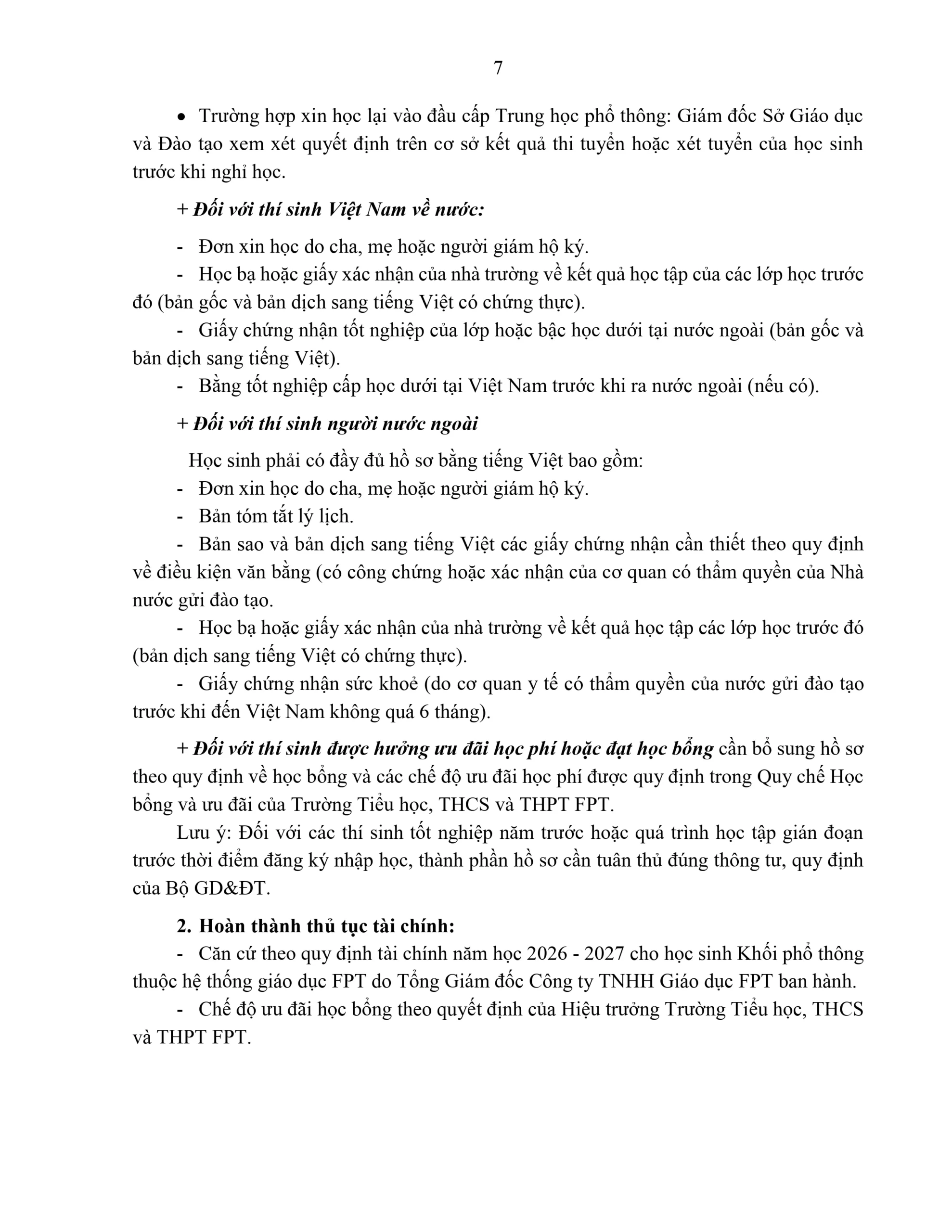 Quy chế tuyển sinh năm học 2026-2027 Trường Tiểu học, THCS và THPT FPT cơ sở Hà Nam | FPT Schools