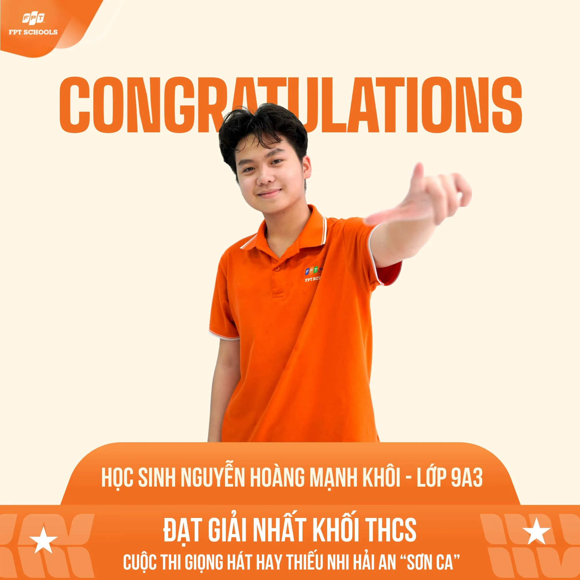 Chúc mừng học sinh FPT School Hải Phòng đạt giải Nhất Hội thi Sơn ca phường Hải An năm học 2025 – 2026 | FPT Schools