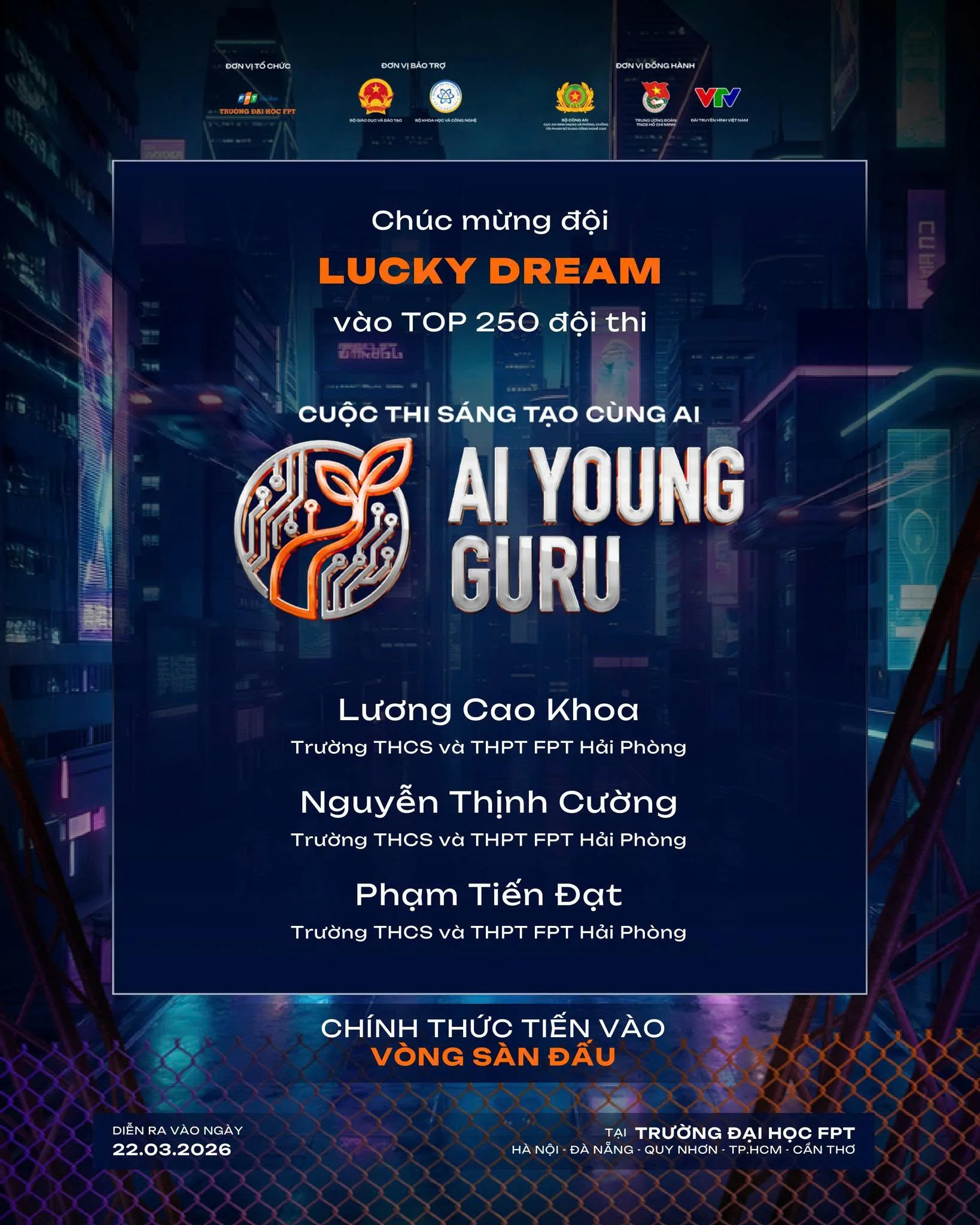 Chúc mừng 4 đội thi FPT School Hải Phòng xuất sắc ghi danh vào vòng 2 - Sàn đấu AI Young Guru | FPT Schools