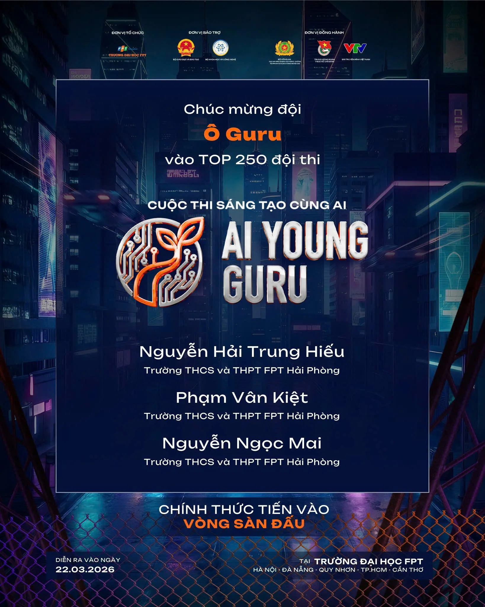 Chúc mừng 4 đội thi FPT School Hải Phòng xuất sắc ghi danh vào vòng 2 - Sàn đấu AI Young Guru | FPT Schools