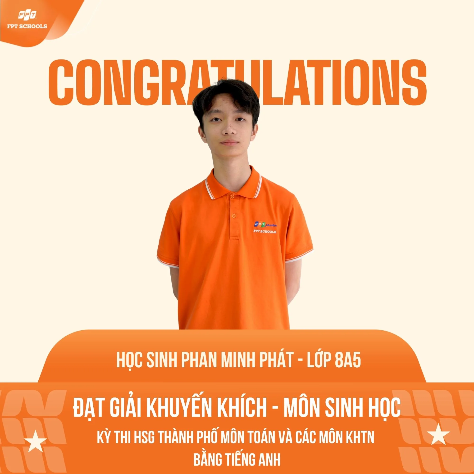 Chúc mừng học sinh FPT School Hải Phòng ghi dấu ấn tượng tại kỳ thi Học sinh giỏi thành phố môn Toán và các môn Khoa học Tự nhiên bằng Tiếng Anh | FPT Schools