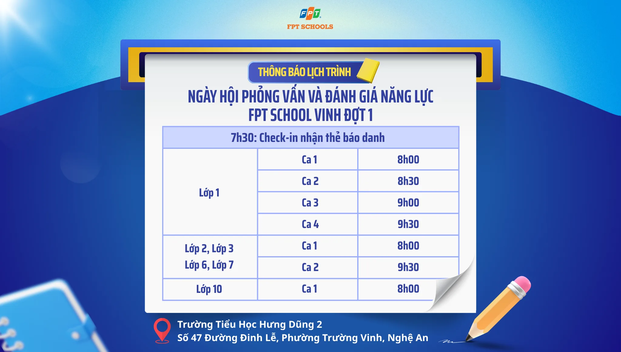 FPT SCHOOL VINH TỔ CHỨC NGÀY HỘI PHỎNG VẤN & ĐÁNH GIÁ NĂNG LỰC ĐẦU VÀO ĐỢT 1 (NĂM HỌC 2026 - 2027) - FPT Education FPT SCHOOL VINH TỔ CHỨC NGÀY HỘI PHỎNG VẤN & ĐÁNH GIÁ NĂNG LỰC ĐẦU VÀO ĐỢT 1 (NĂM HỌC 2026 - 2027)