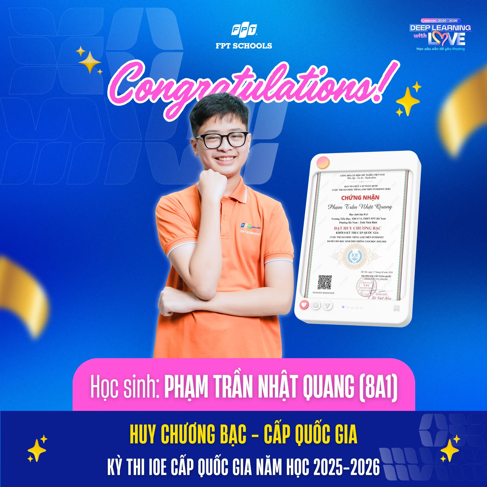 Học sinh FPT School Hà Nam giành 05 huy chương tại Kỳ thi IOE cấp Quốc gia năm học 2025–2026 - FPT Education Học sinh FPT School Hà Nam giành 05 huy chương tại Kỳ thi IOE cấp Quốc gia năm học 2025–2026 | FPT Schools