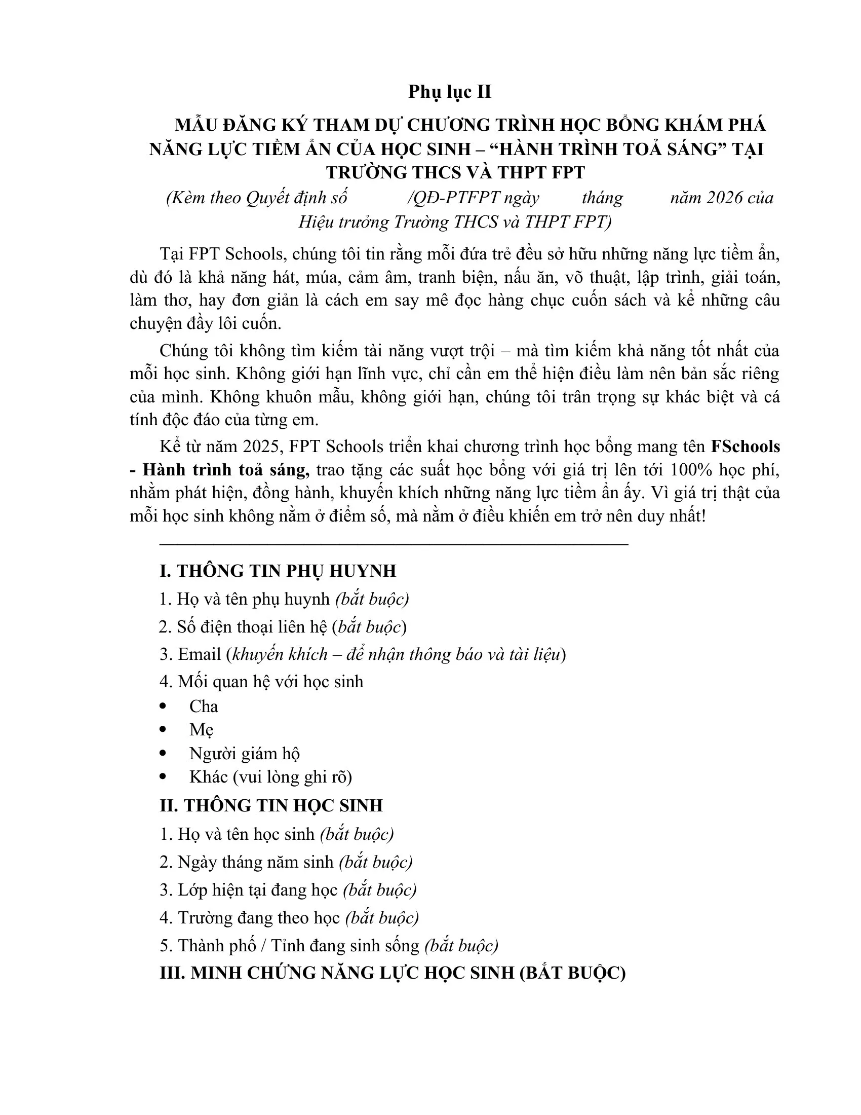 FPT School Hải Phòng công bố Quyết định về việc ban hành Quy định học bổng FSchool – Hành trình tỏa sáng | FPT Schools
