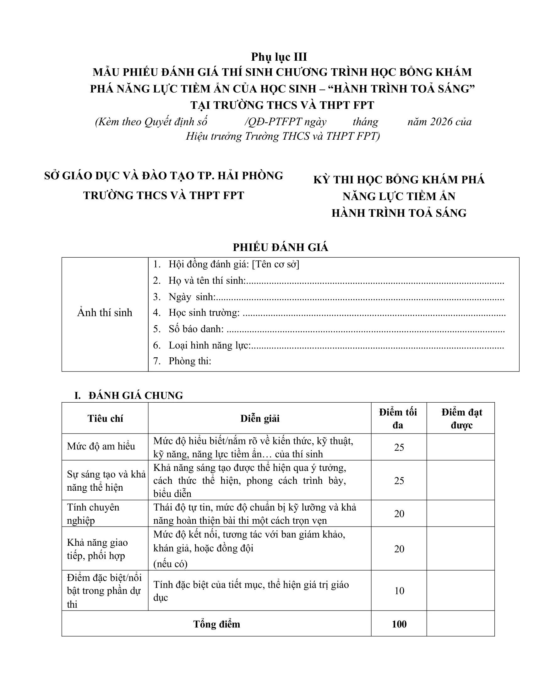 FPT School Hải Phòng công bố Quyết định về việc ban hành Quy định học bổng FSchool – Hành trình tỏa sáng | FPT Schools