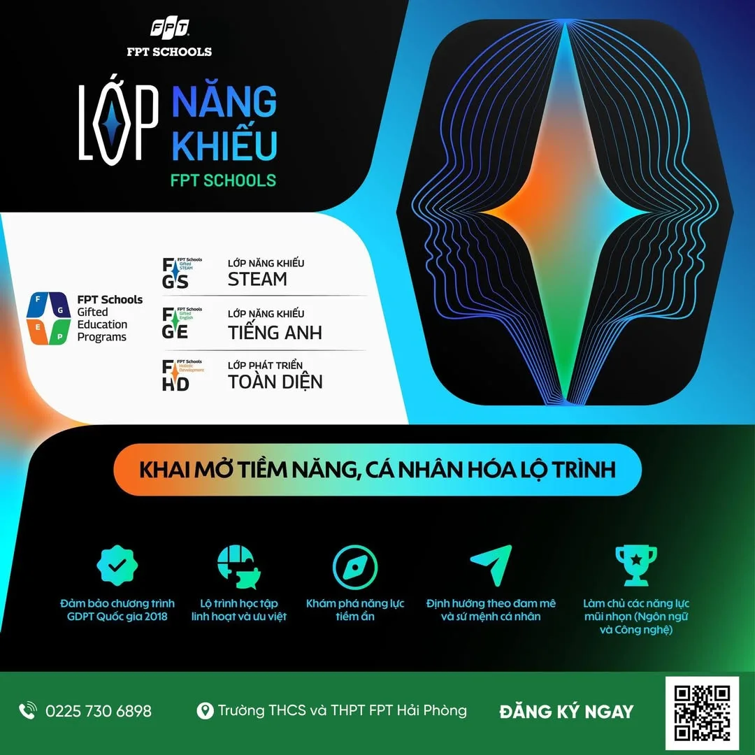 FPT School Hải Phòng công bố mô hình lớp Năng khiếu và lớp Phát triển toàn diện năm học 2026 – 2027 | FPT Schools