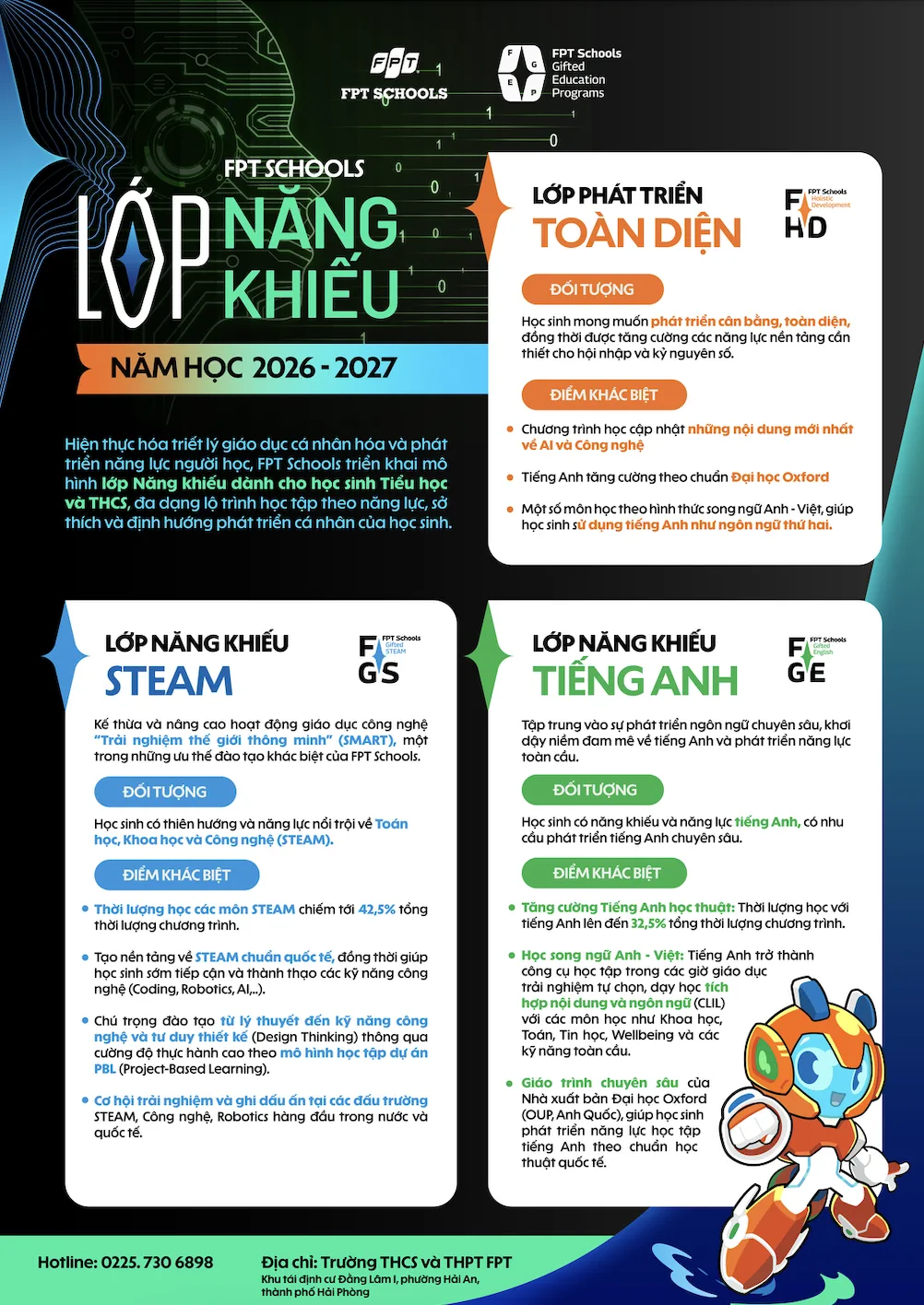 FPT School Hải Phòng công bố mô hình lớp Năng khiếu và lớp Phát triển toàn diện năm học 2026 – 2027 | FPT Schools