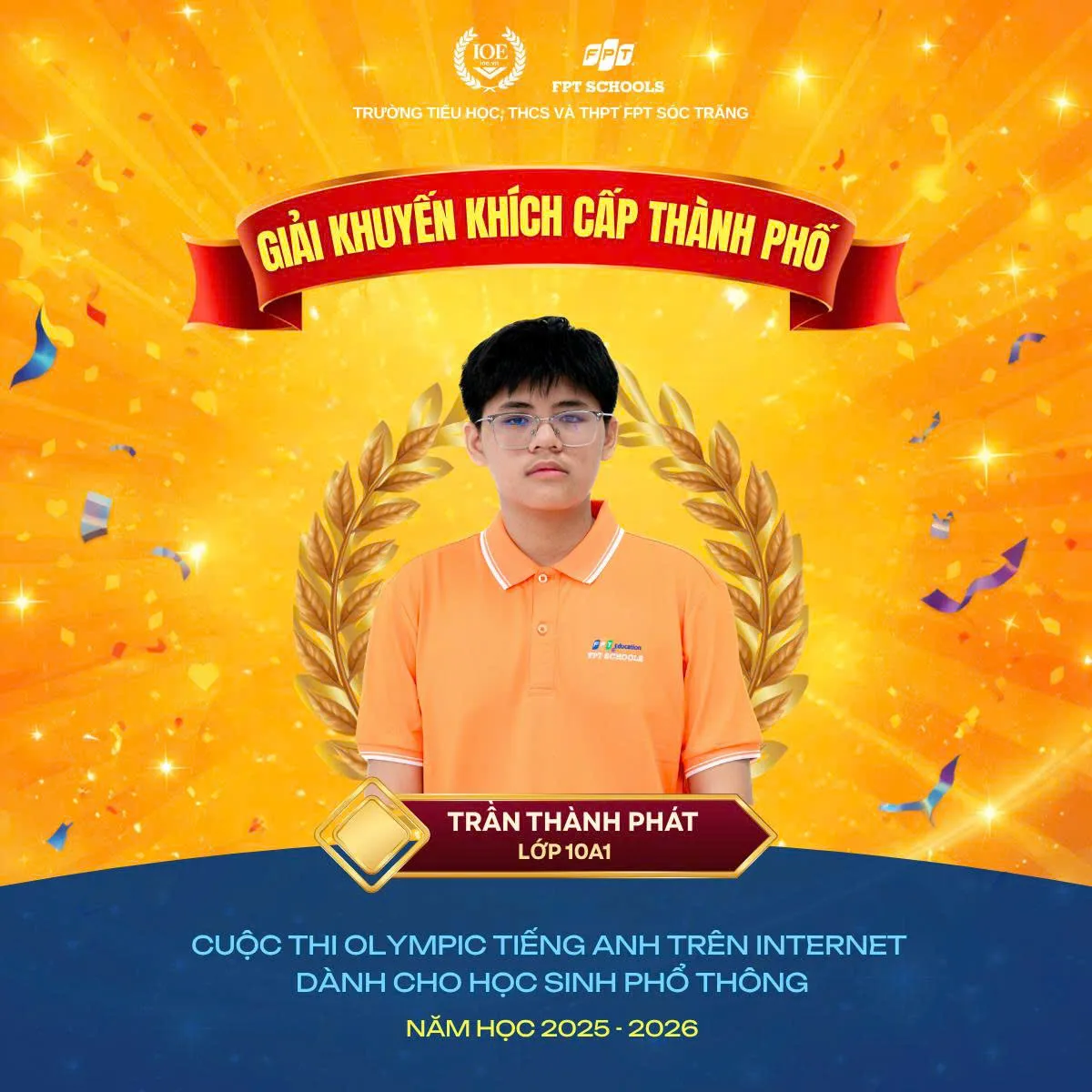 🏆 FSchoolers Sóc Trăng đạt thành tích cao tại cuộc thi IOE cấp Thành phố năm học 2025–2026 - FPT Education 🏆 FSchoolers Sóc Trăng đạt thành tích cao tại cuộc thi IOE cấp Thành phố năm học 2025–2026 | FPT Schools
