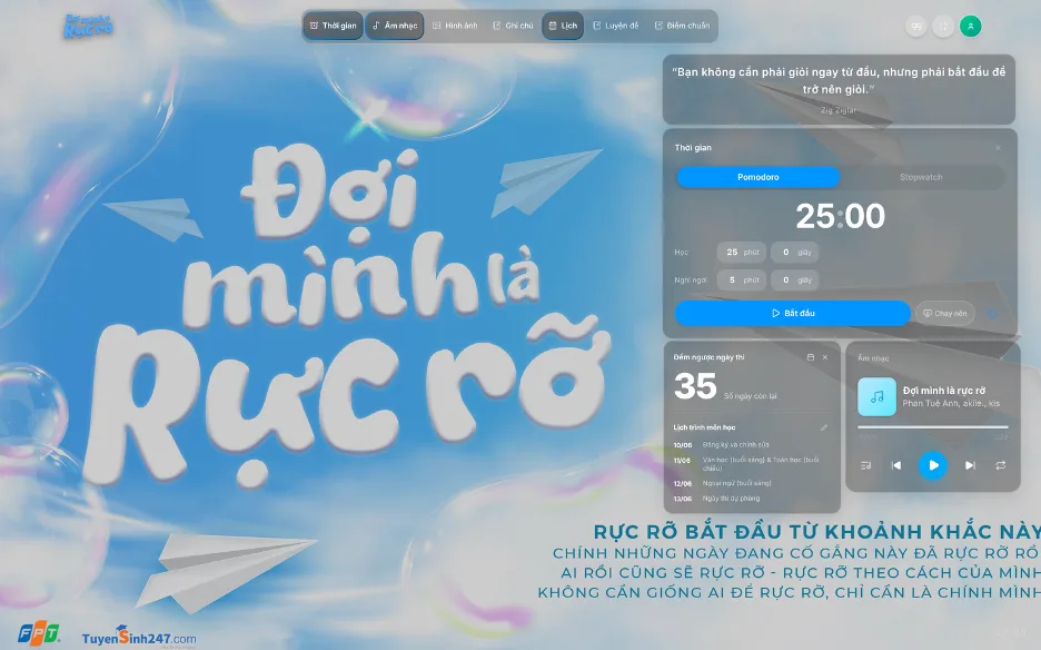 FPT triển khai website Trạm học hỗ trợ sĩ tử trước kỳ thi THPT Quốc gia 2026 - FPT Education Đến với “Trạm Học”, bạn được chủ động thiết kế không gian học tập phù hợp với nhịp học và mục tiêu cá nhân.