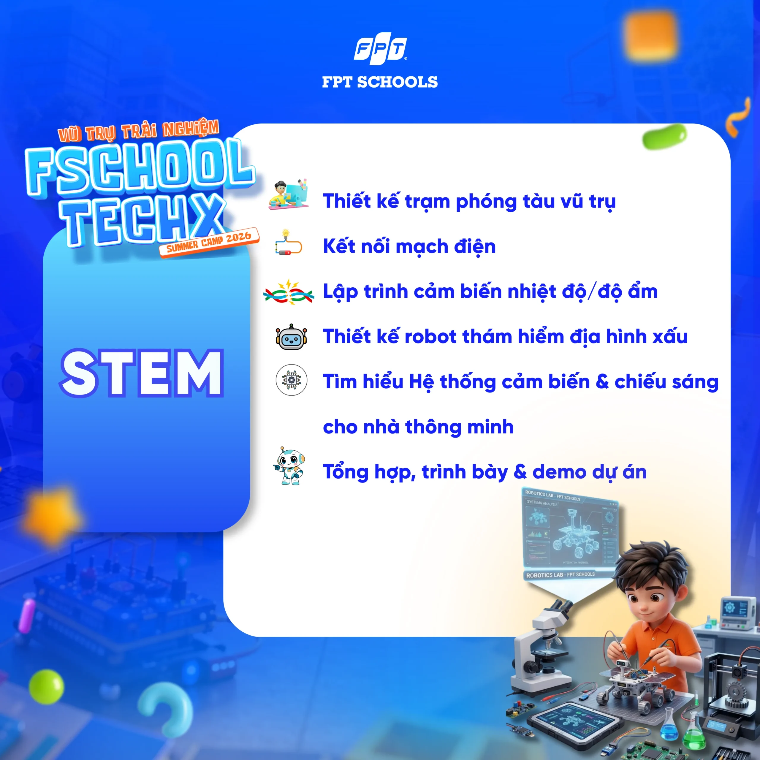 Có gì hot tại trại hè FSchool TechX Summer Camp 2026 - FPT Education Có gì hot tại trại hè FSchool TechX Summer Camp 2026 | FPT Schools