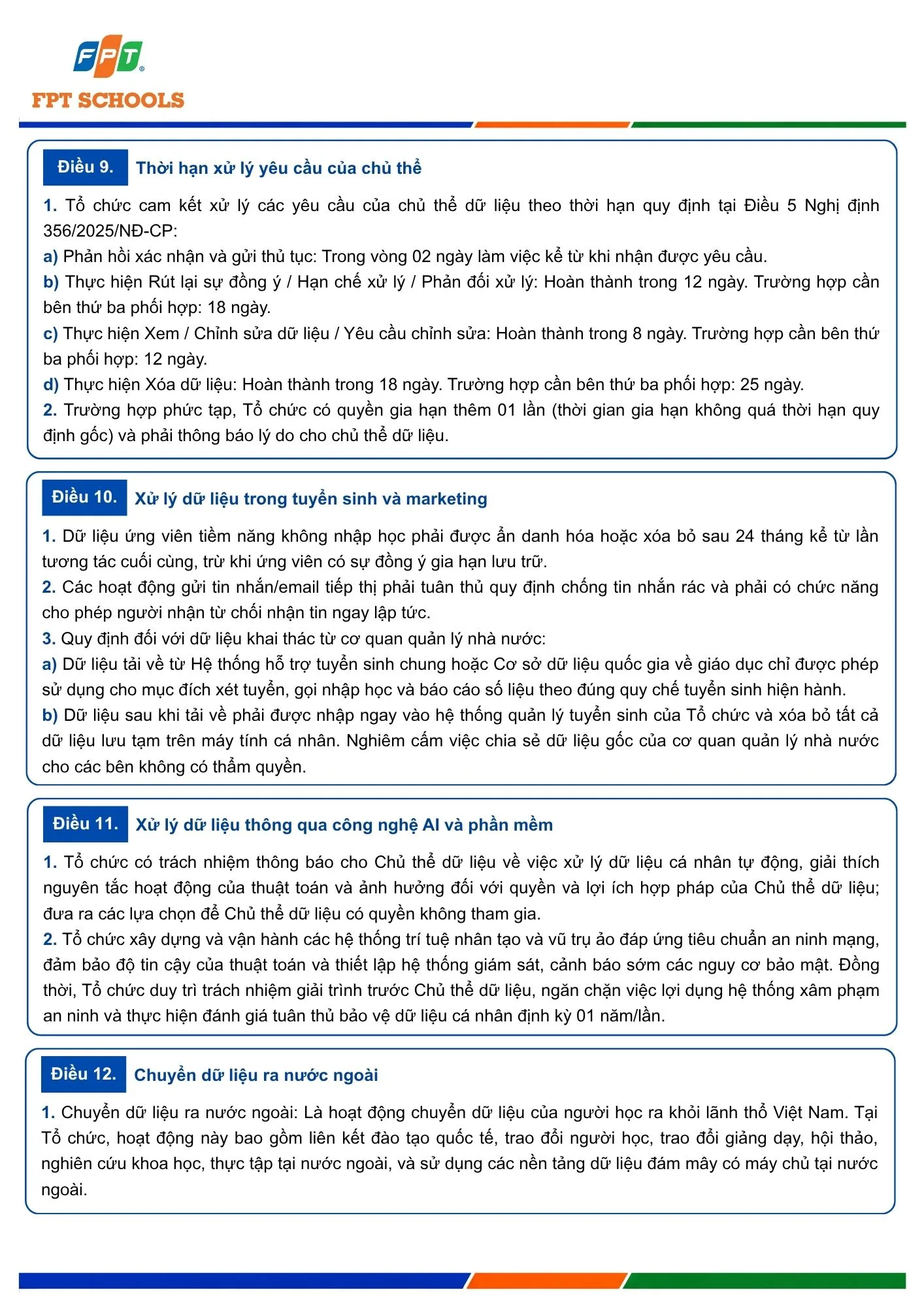 Quy định bảo vệ dữ liệu cá nhân | FPT Schools
