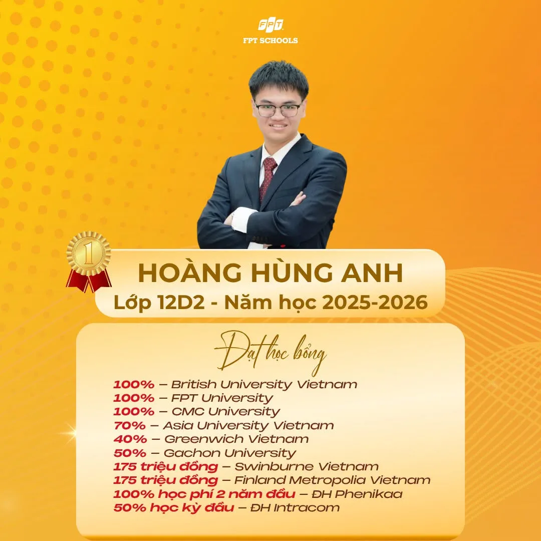 VINH DANH HỌC SINH KHÓA 1 VÀ KHÓA 2 FPT SCHOOL BẮC NINH RỰC RỠ MÙA HỌC BỔNG ĐẠI HỌC | FPT Schools
