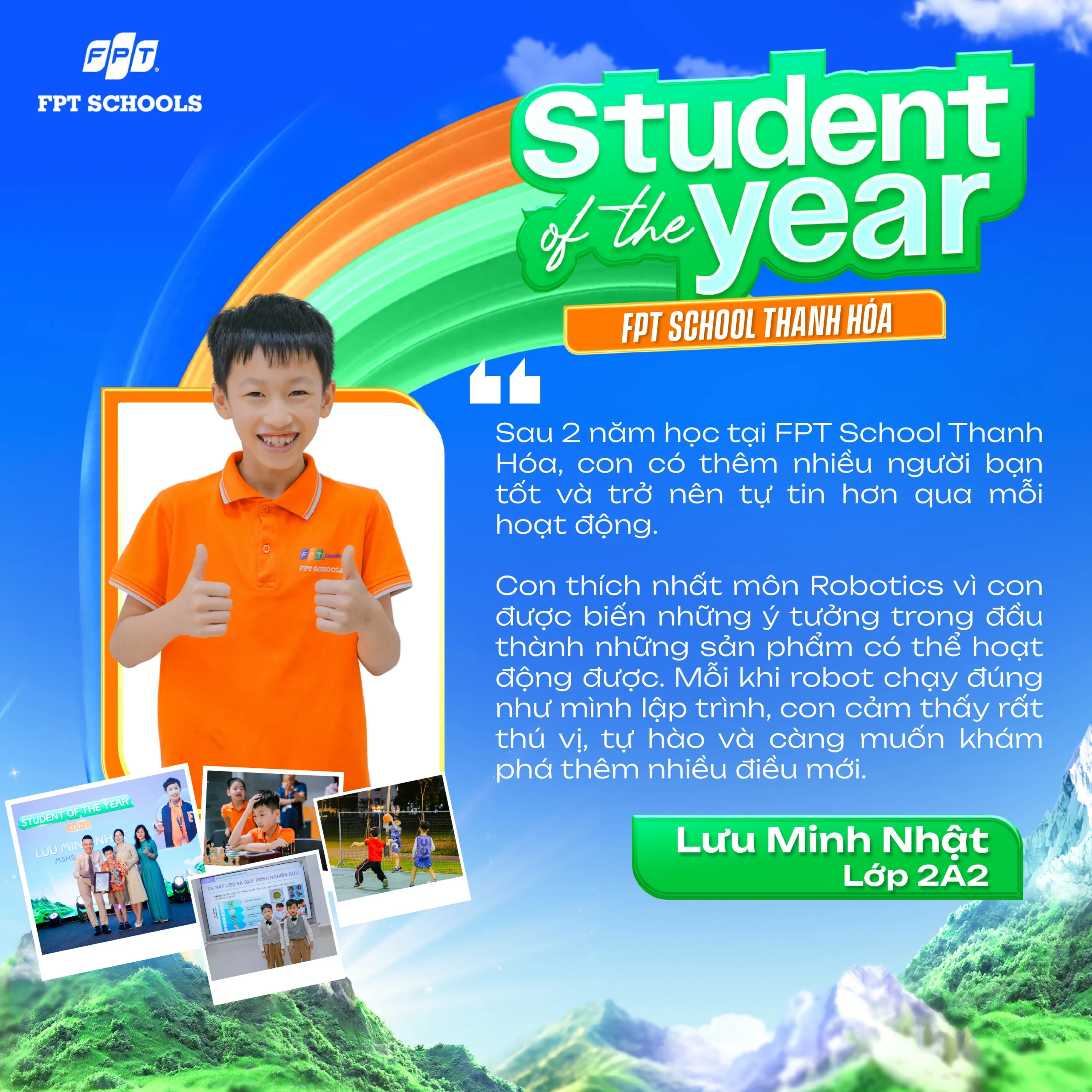 Lưu Minh Nhật 2A2 đạt Student of the Year 2025-2026 tại FPT School Thanh Hóa | FPT Schools