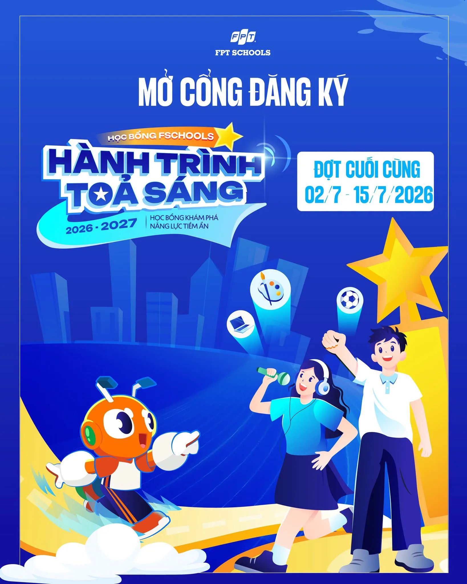 Chính thức mở cổng đăng ký Học bổng FSchools – Hành trình tỏa sáng 2026 (đợt cuối cùng) - FPT Education Chính thức mở cổng đăng ký học bổng FSchools Hành trình tỏa sáng 2026 đợt cuối tại FPT School Hà Nam