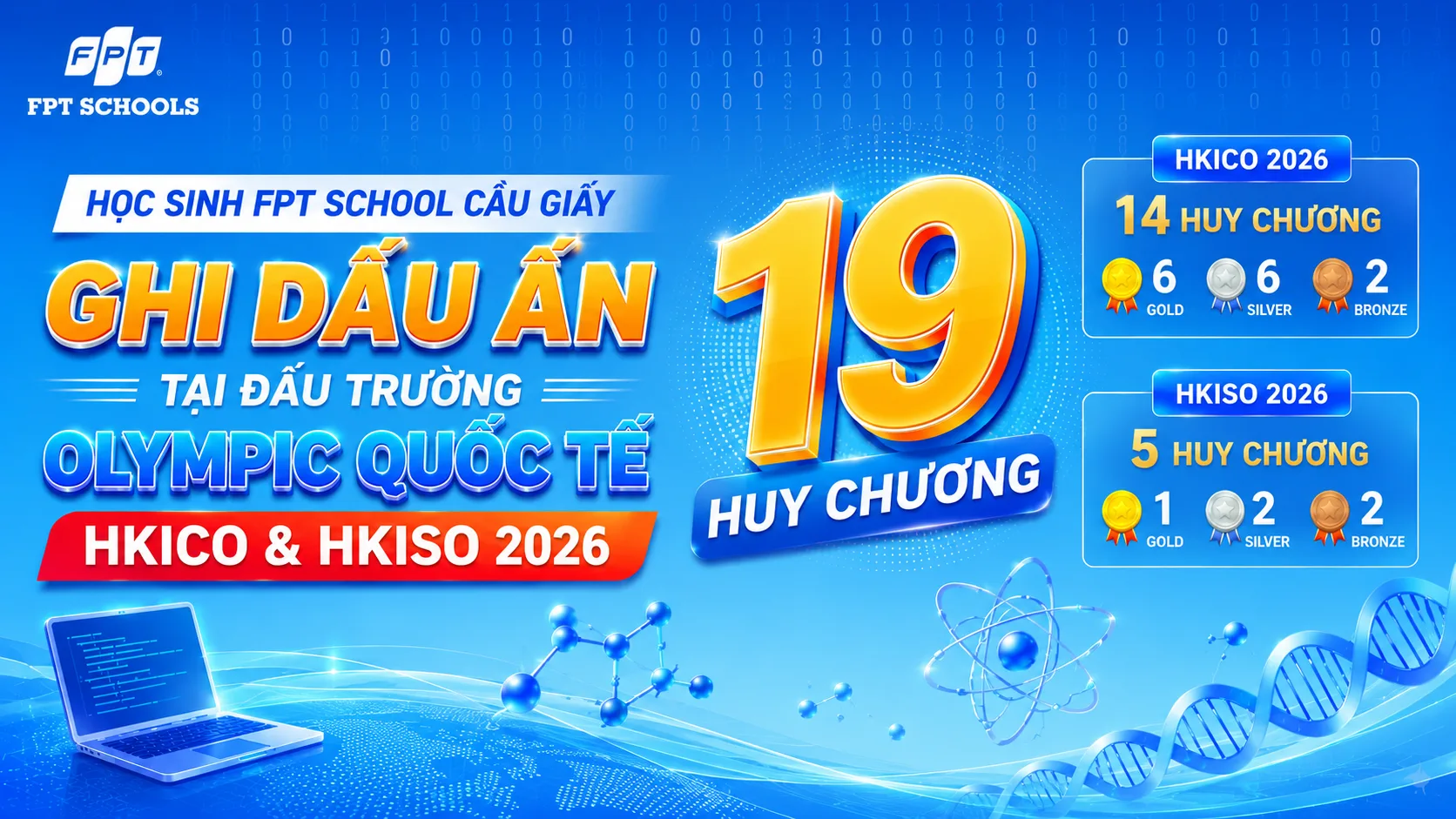 Học sinh FPT School Cầu Giấy ghi dấu ấn tại đấu trường Olympic quốc tế với 19 huy chương HKICO VÀ HKISO 2026 | FPT Schools