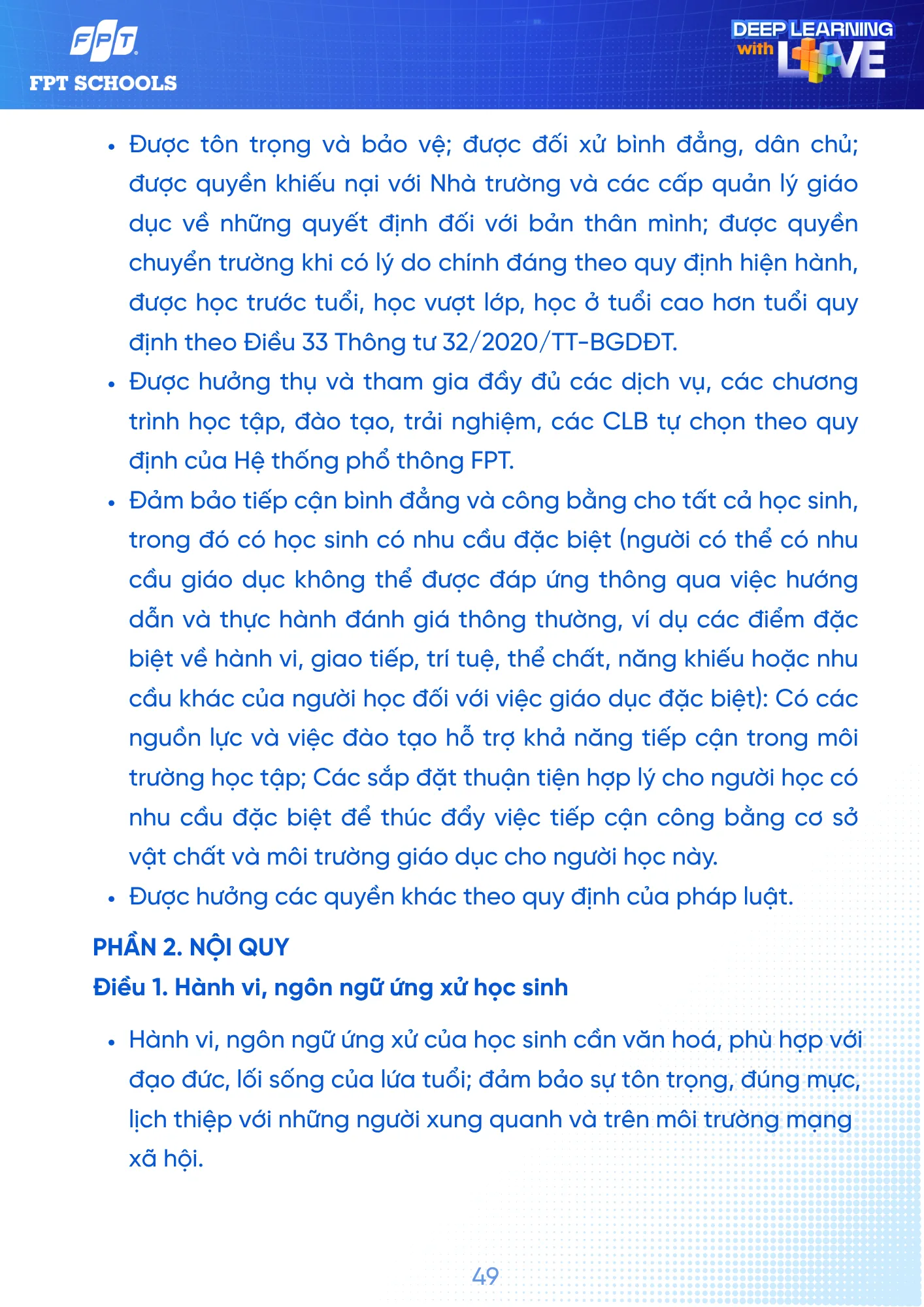 Sổ tay Học sinh năm học 2026 - 2027 | FPT Schools
