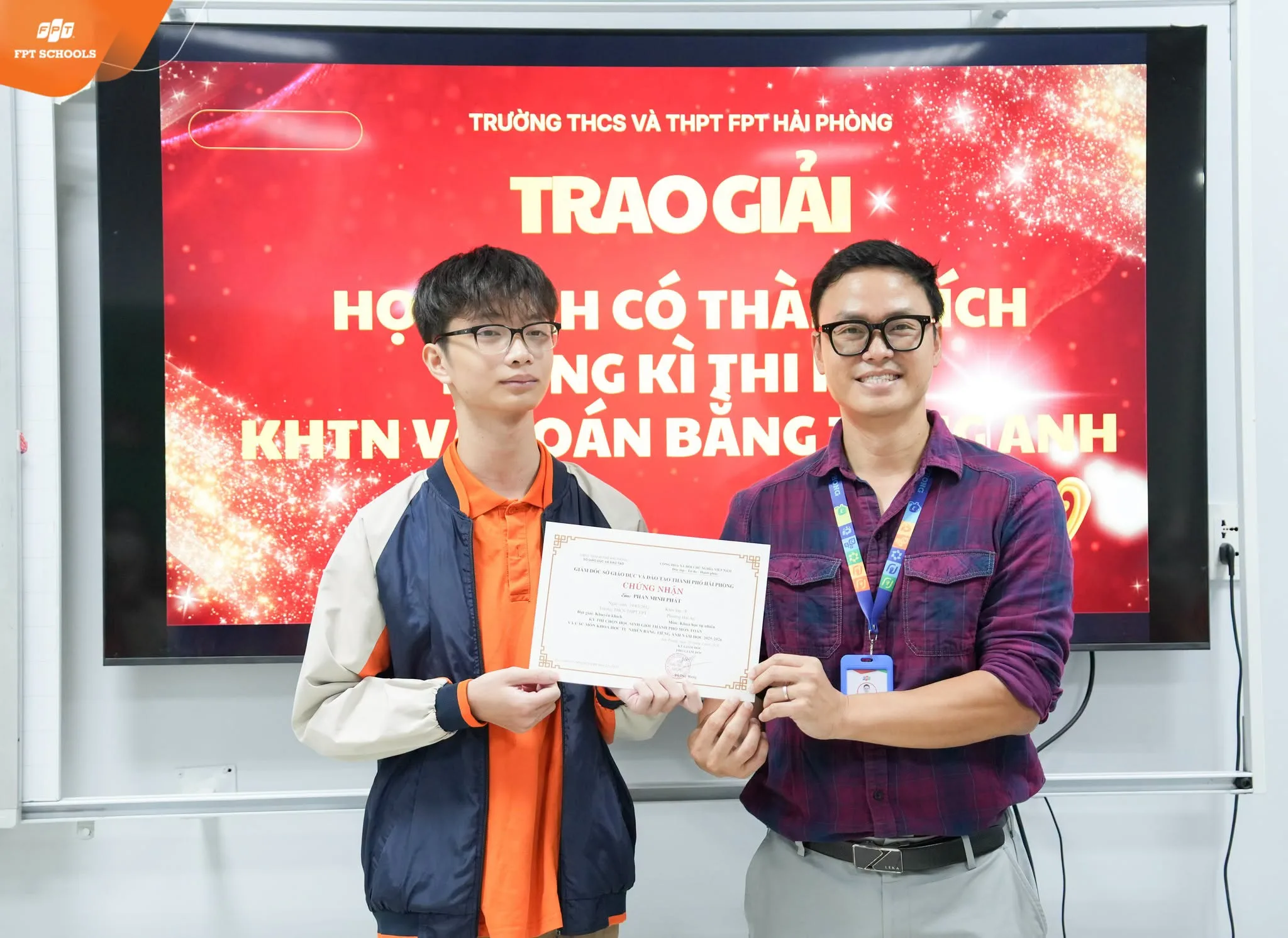 FPT SCHOOL HẢI PHÒNG TRAO CHỨNG NHẬN VÀ VINH DANH NHỮNG GƯƠNG MẶT XUẤT SẮC TẠI KỲ THI HỌC SINH GIỎI CẤP THÀNH PHỐ CÁC MÔN KHTN & TOÁN BẰNG TIẾNG ANH | FPT Schools