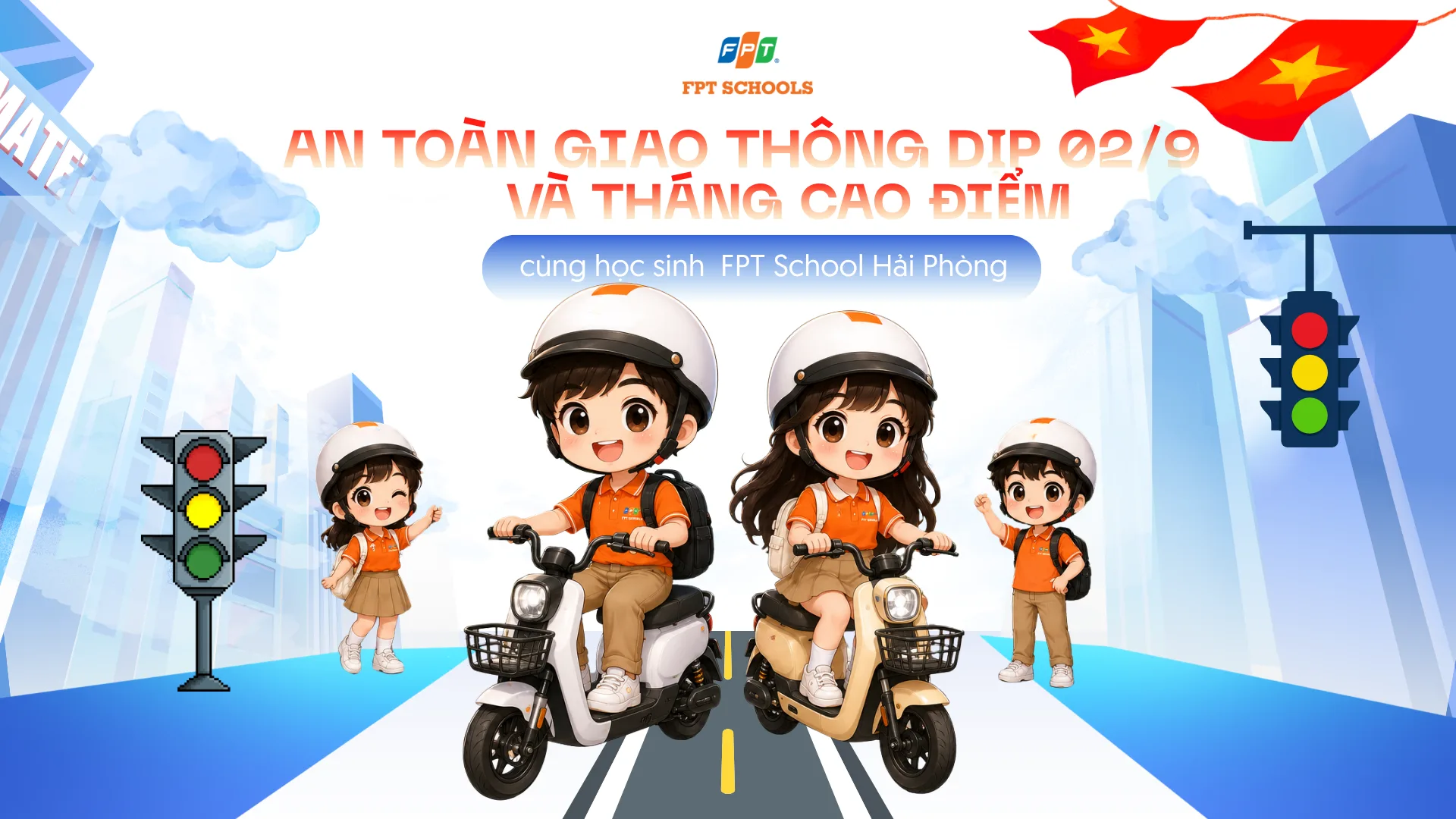 Học sinh FPT School Hải Phòng tham gia giao thông an toàn dịp Quốc khánh 2/9