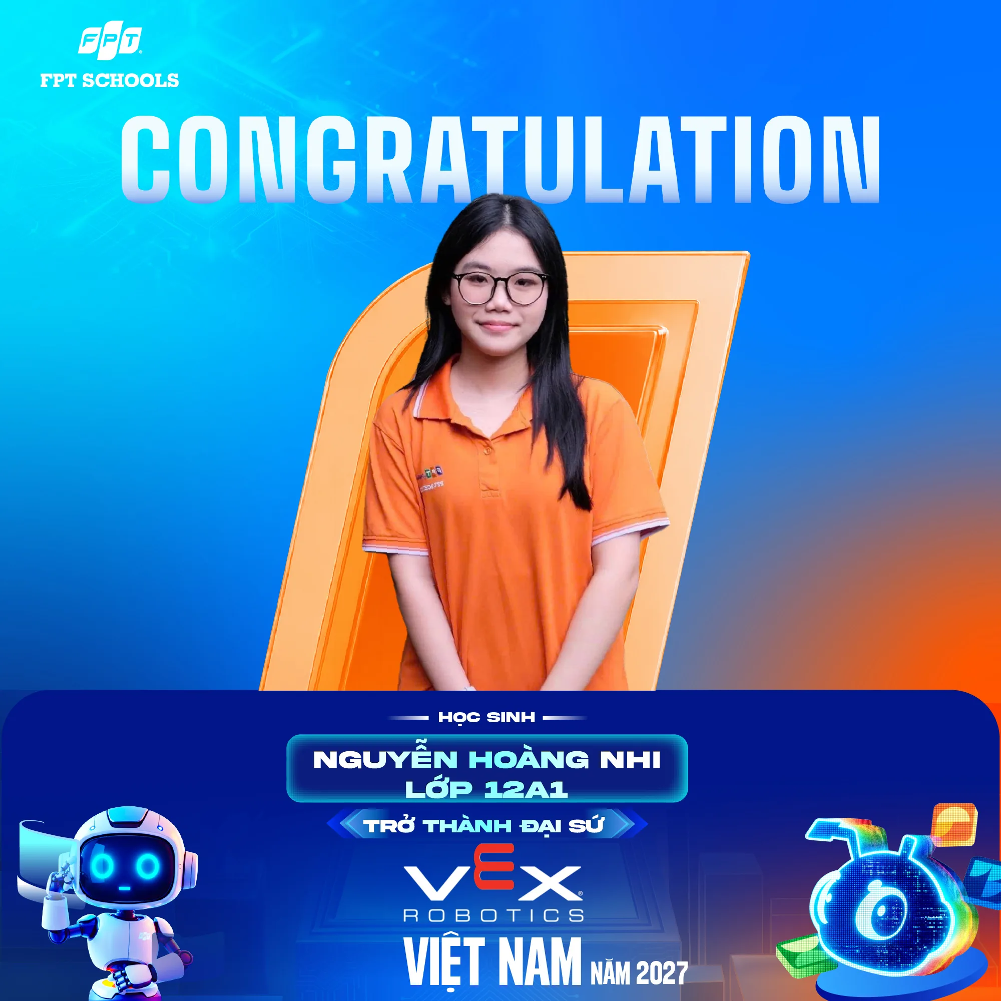 Học sinh Fschool Thanh Hoá trở thành Đại sứ VEX Robotics Việt Nam 2027