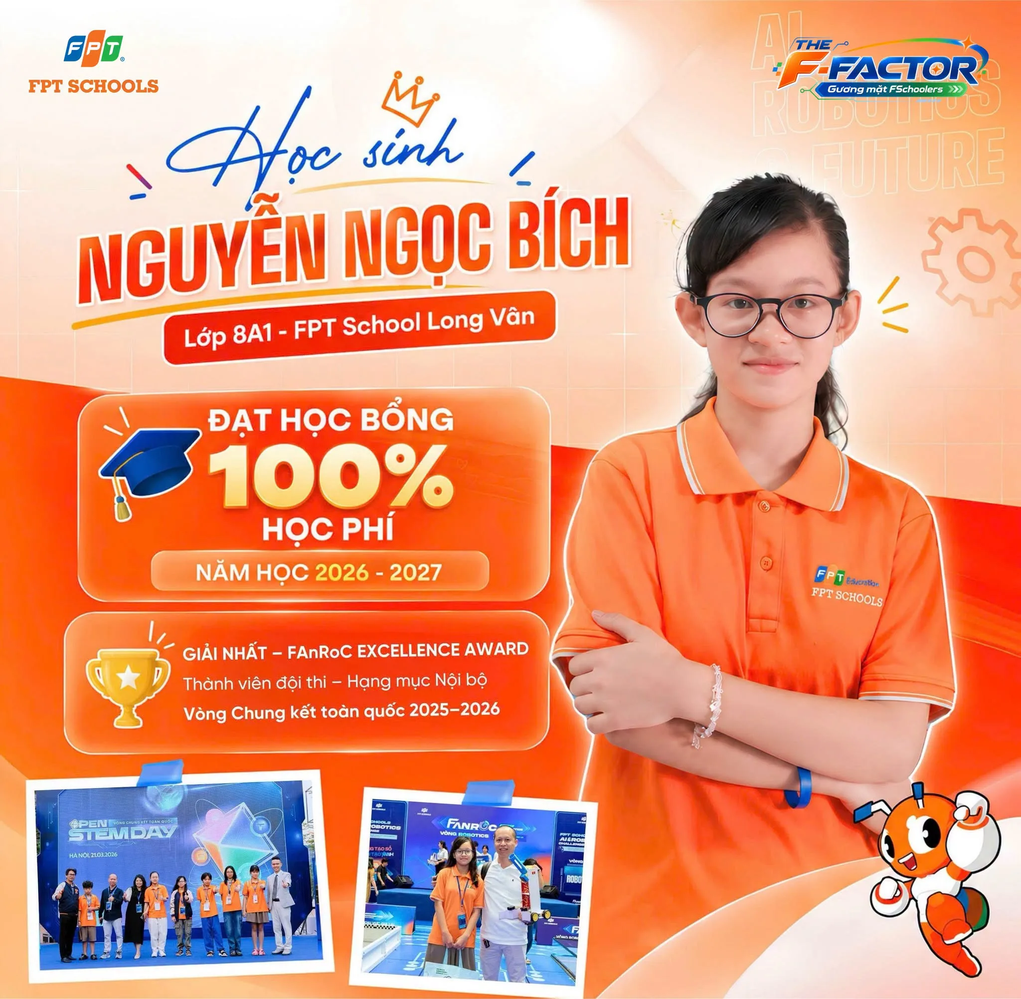 Nguyễn Ngọc Bích FPT Schools đạt học bổng 100% học phí