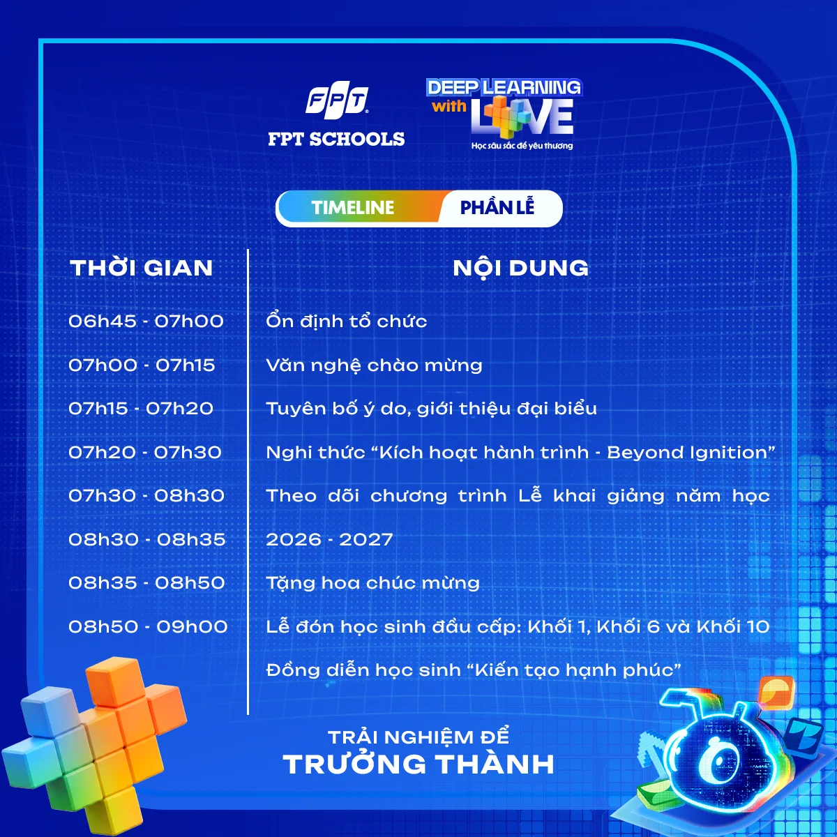 Thời gian phần lễ Lễ khai giảng FPT School Huế