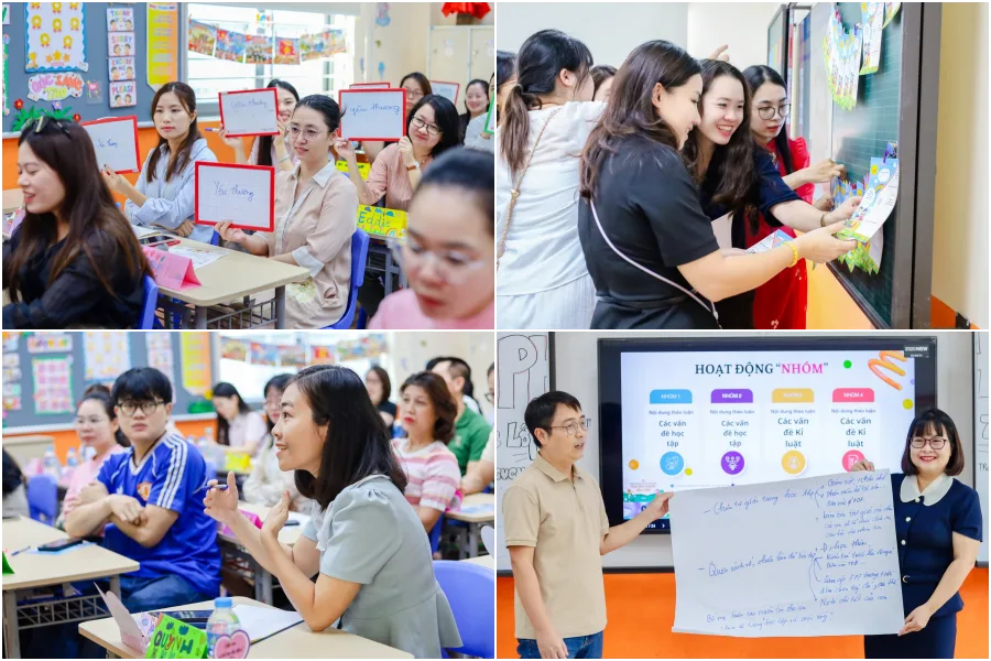 Phụ huynh cùng chia sẻ cách đồng hành cùng con trong buổi họp phụ huynh đầu năm 