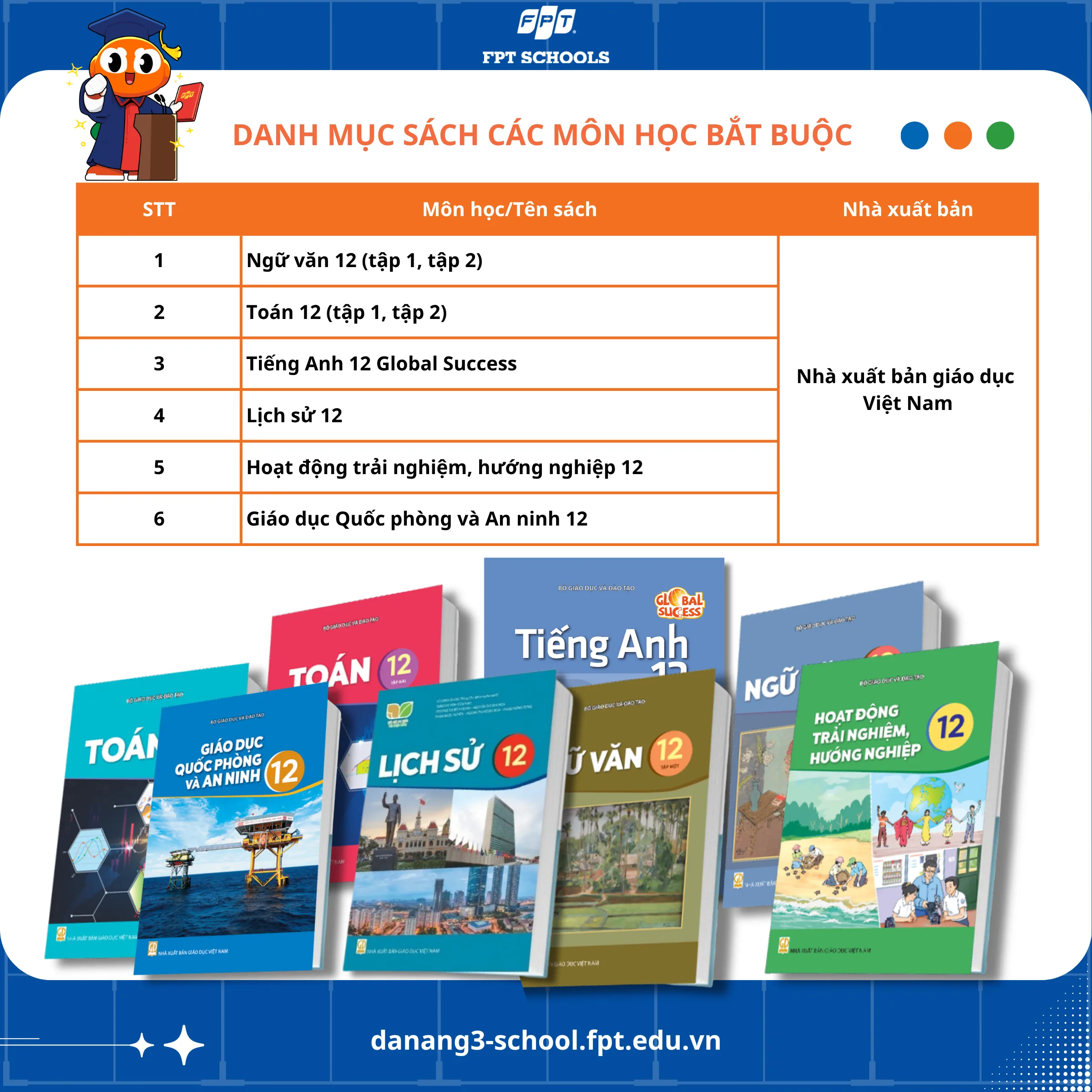DANH MỤC SÁCH GIÁO KHOA LỚP 12 SỬ DỤNG TẠI TRƯỜNG THPT FPT ĐÀ NẴNG NĂM HỌC 2026 – 2027 | FPT Schools