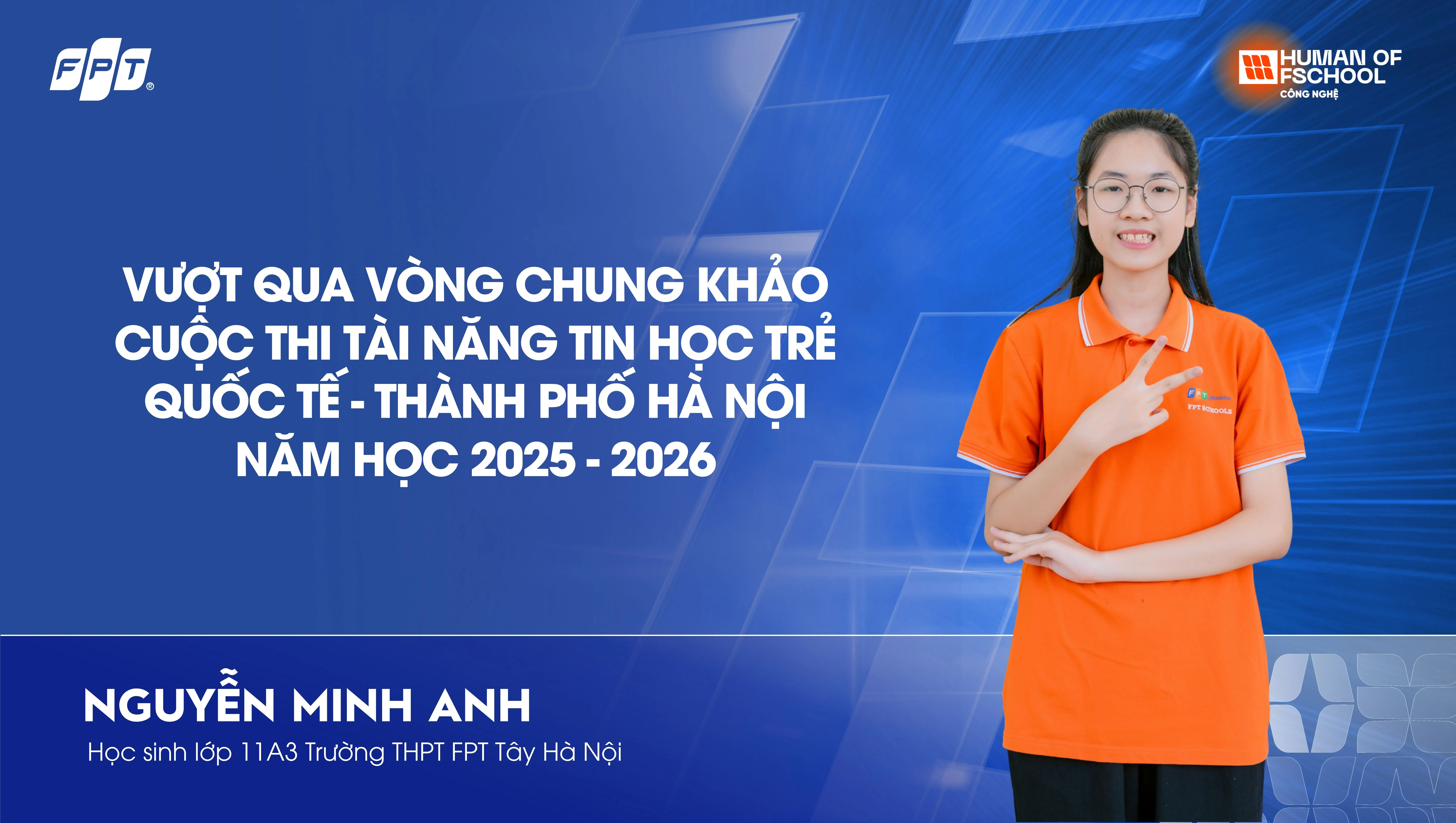 Nguyễn Minh Anh – lớp 11A3, Trường THPT FPT Tây Hà Nội đạt Giấy chứng nhận Học sinh xuất sắc trình độ quốc tế môn MOS Excel Office 2019.