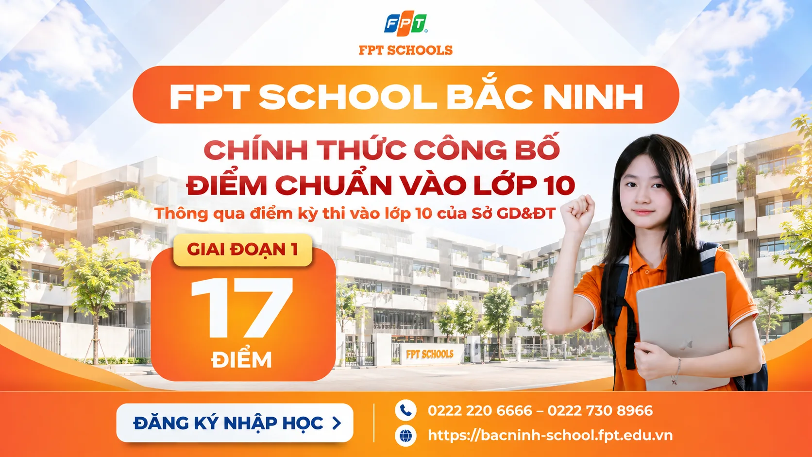 FPT School Bắc Ninh công bố điểm chuẩn xét tuyển lớp 10 giai đoạn 1 năm học 2026–2027 | FPT Schools