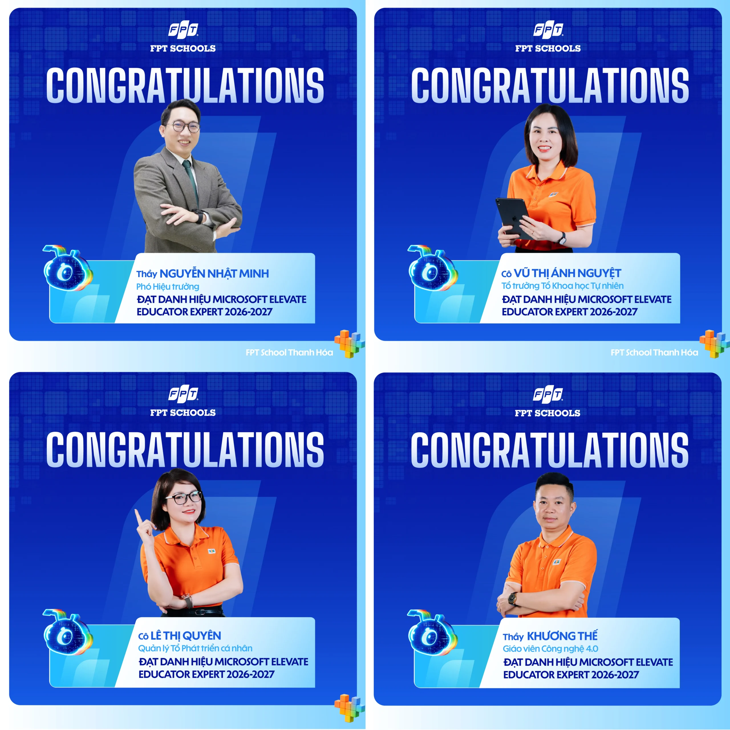 Các thầy cô nhà F xuất sắc đạt danh hiệu Microsoft Elevate Educator Expert 2026-2027