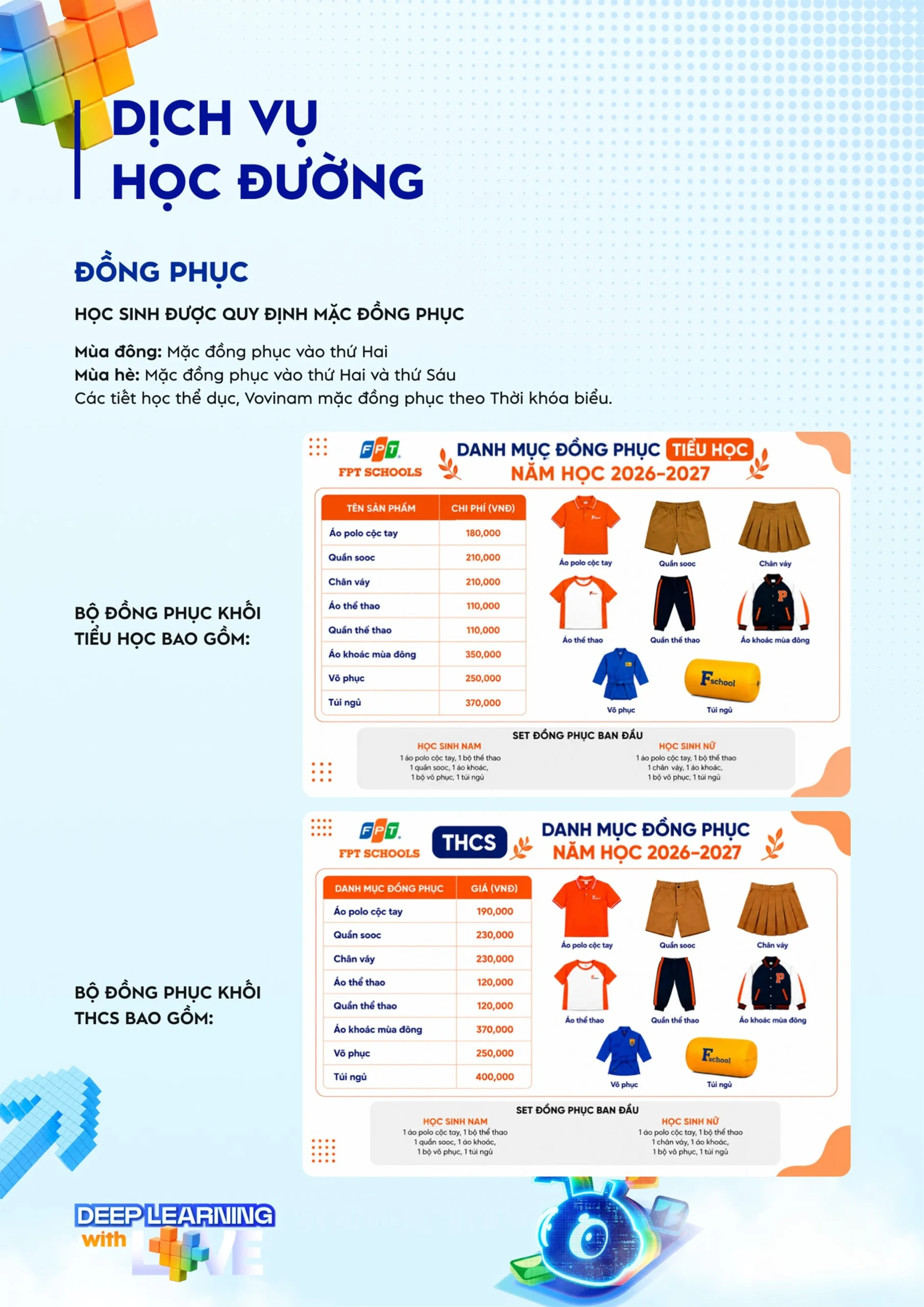 Đồng phục học sinh Trường Tiểu học và THCS FPT Cầu Giấy | FPT Schools