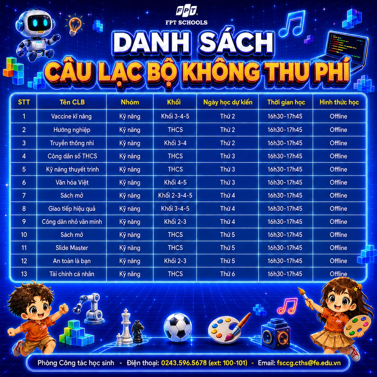 Thông báo tuyển sinh CLB học kỳ 1 năm học 2026 - 2027 tại FPT School Cầu Giấy  | FPT Schools