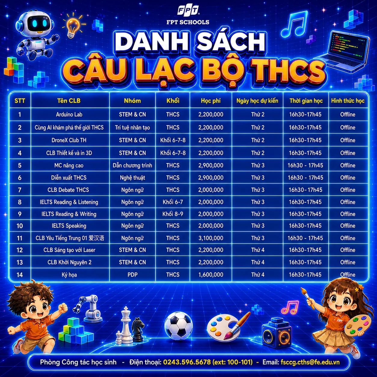 Thông báo tuyển sinh CLB học kỳ 1 năm học 2026 - 2027 tại FPT School Cầu Giấy  | FPT Schools