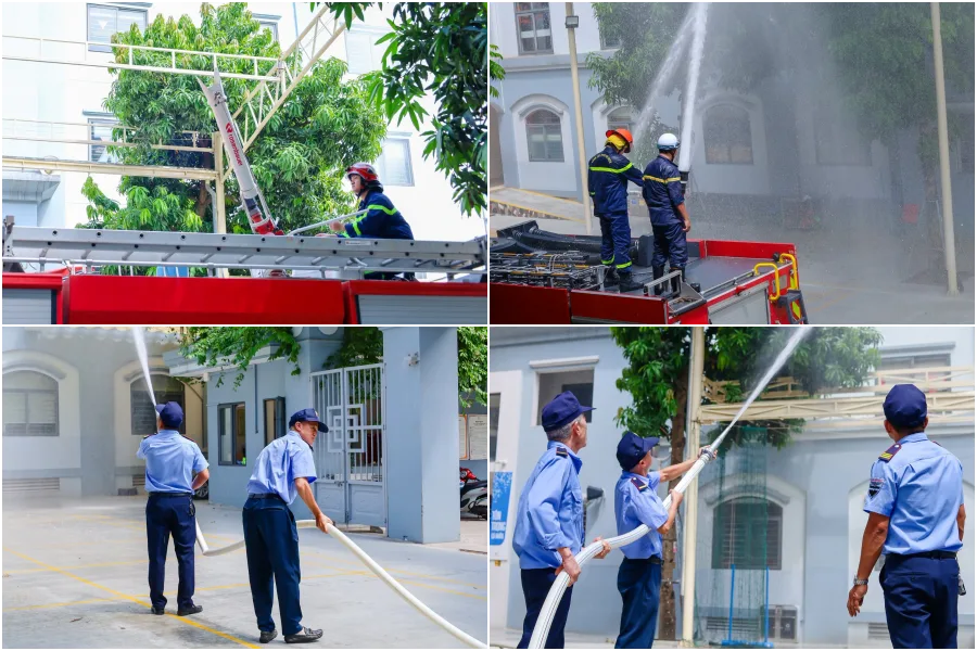 Thầy cô FPT School Cầu Giấy thực hành kỹ năng PCCC & CNCH 