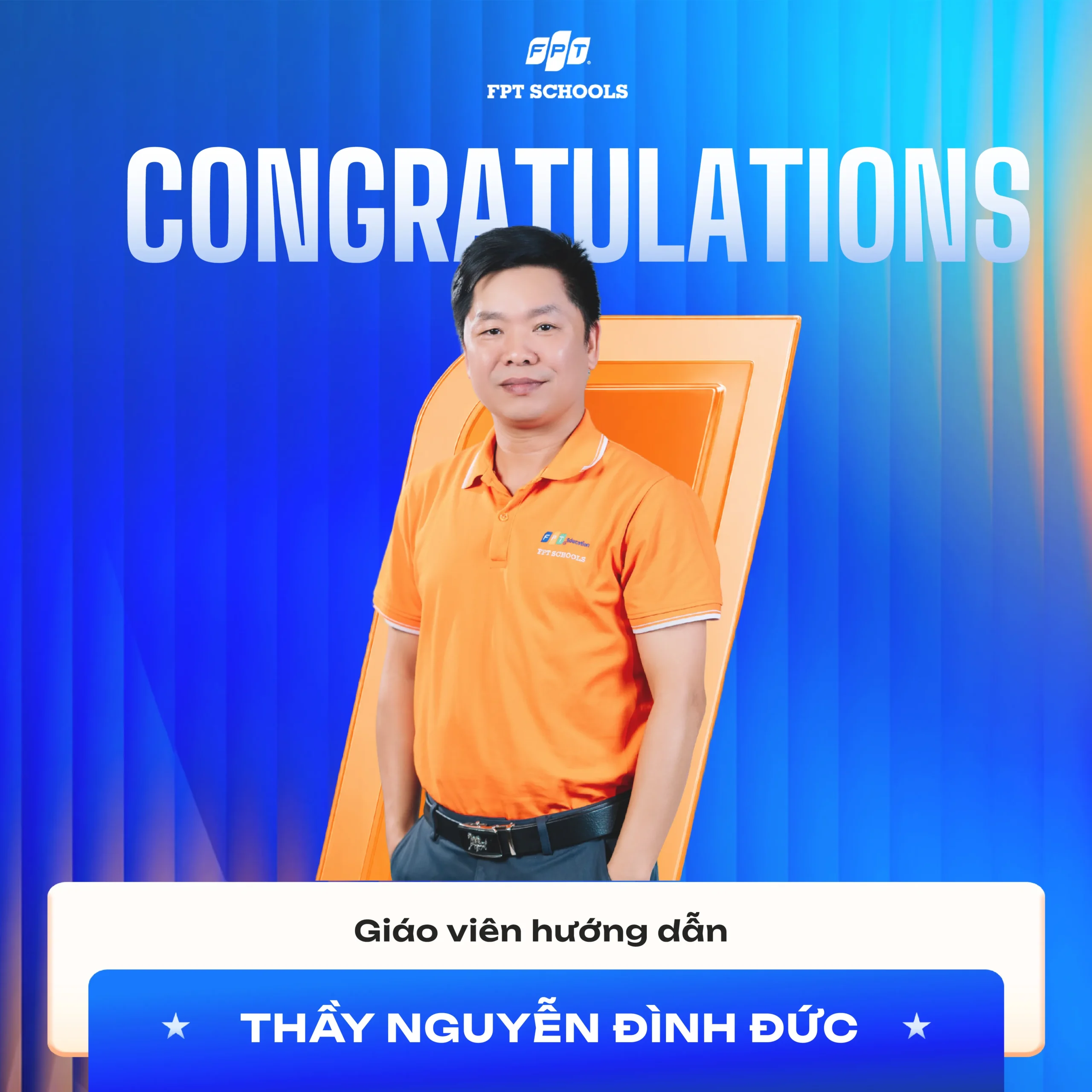 Thầy Nguyễn Đình Đức - Giáo viên hướng dẫn cho các học sinh FPT School Thanh Hóa đạt giải HKIMO tại Vòng Quốc tế