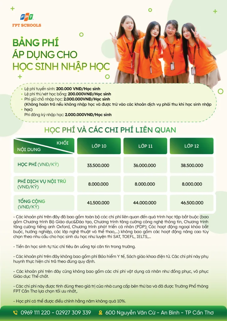 học phí THPT fpt Cần Thơ