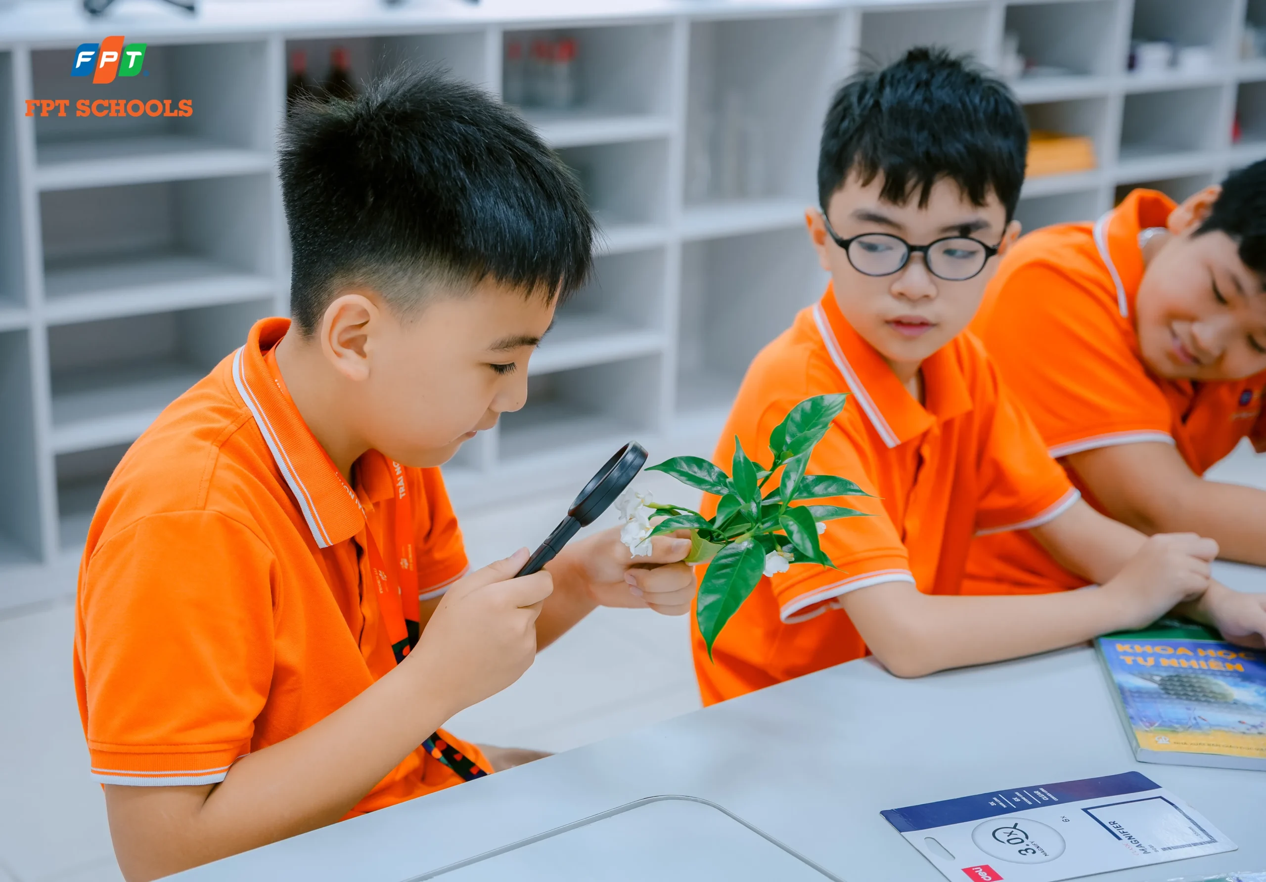 Thực hành Sinh học| Học sinh Fschool Thanh Hoá “nhìn gần hơn” để hiểu hơn thế giới xung quanh - FPT Education Học sinh sử dụng kính lúp để quan sát lá cây