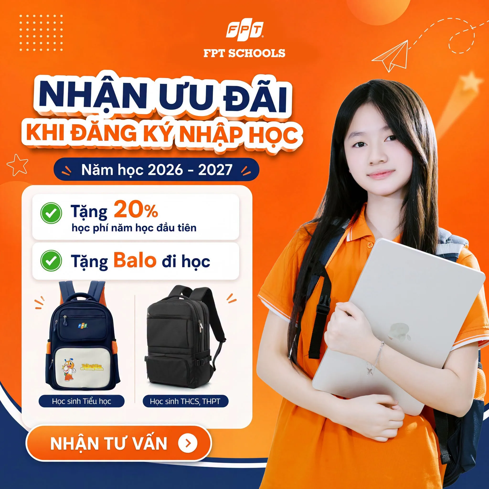 Ưu đãi 20% học phí và nhận quà tặng khi trở thành FSchooler tương lai | FPT Schools