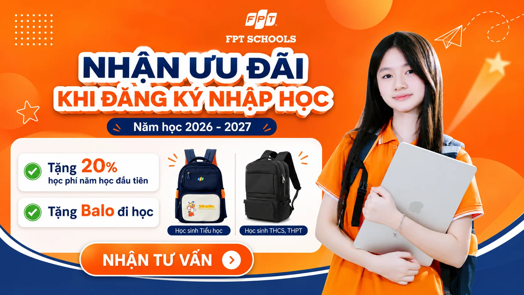 Ưu đãi 20% học phí và nhận quà tặng khi trở thành FSchooler tương lai | FPT Schools