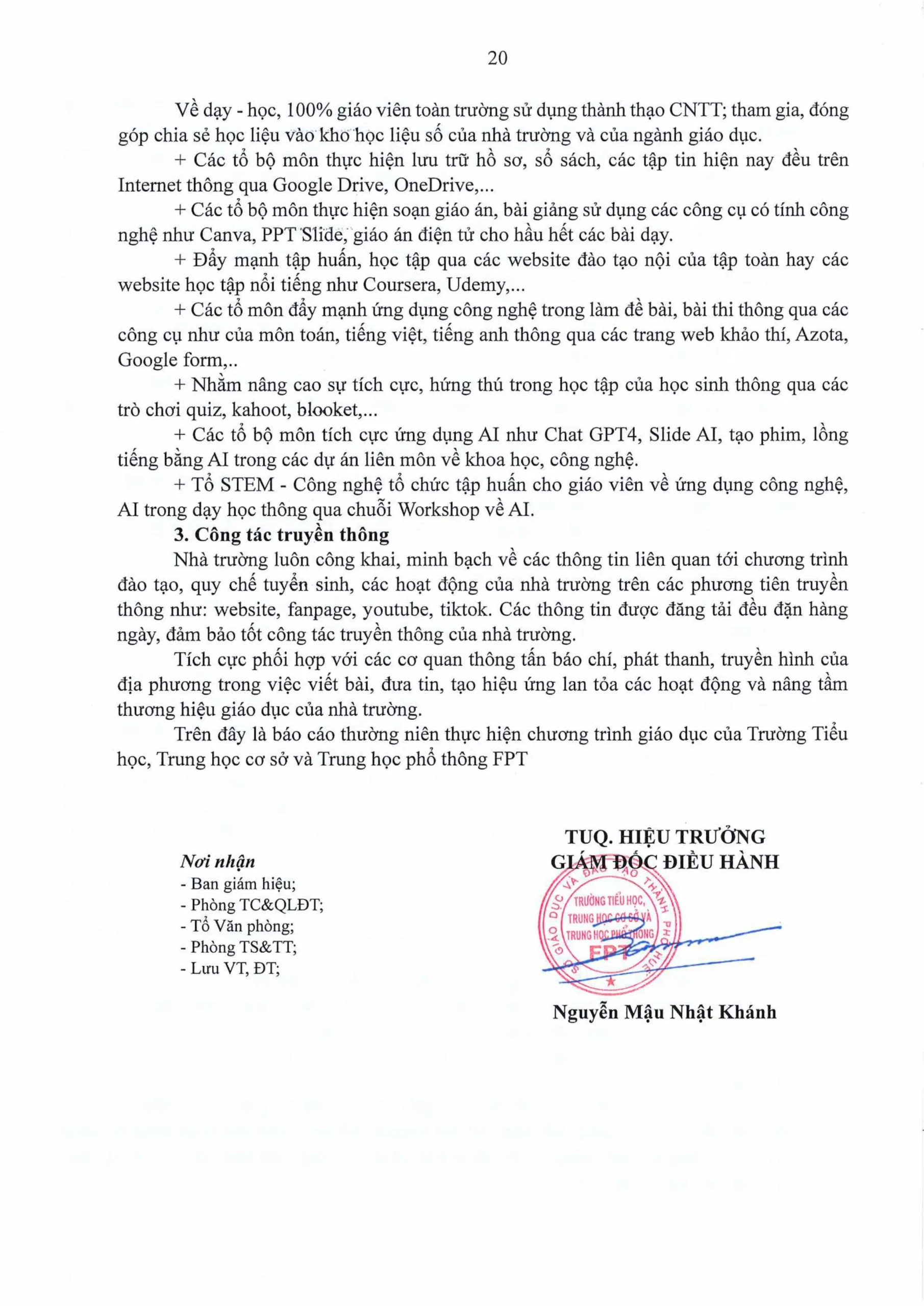 BÁO CÁO THƯỜNG NIÊN NĂM HỌC 2025 2026 FPT SCHOOL HUẾ | FPT Schools