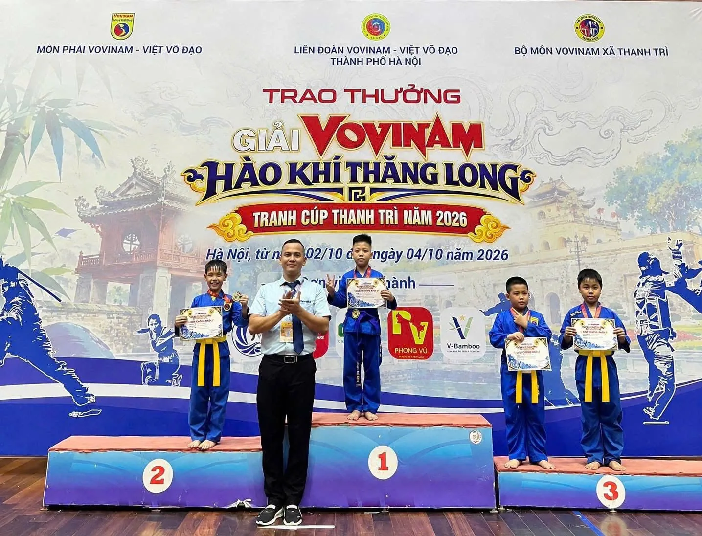 Vũ Trung Kiên – lớp 3A2: Huy chương Bạc, nội dung Khởi quyền tại Giải Vovinam “Hào khí Thăng Long” – Tranh Cúp Thanh Trì 2026