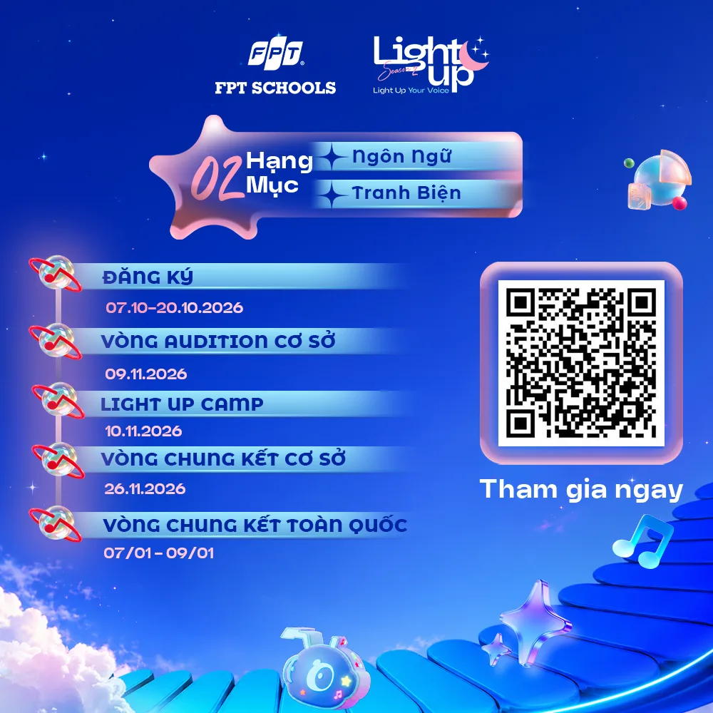 Hạng mục Ngôn ngữ Tranh biện tại Light Up 2026 của FPT Schools