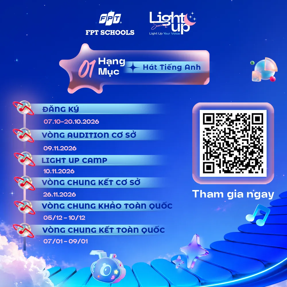Hạng mục Hát Tiếng Anh tại Light Up 2026 dành cho FSchoolers Quy Nhơn